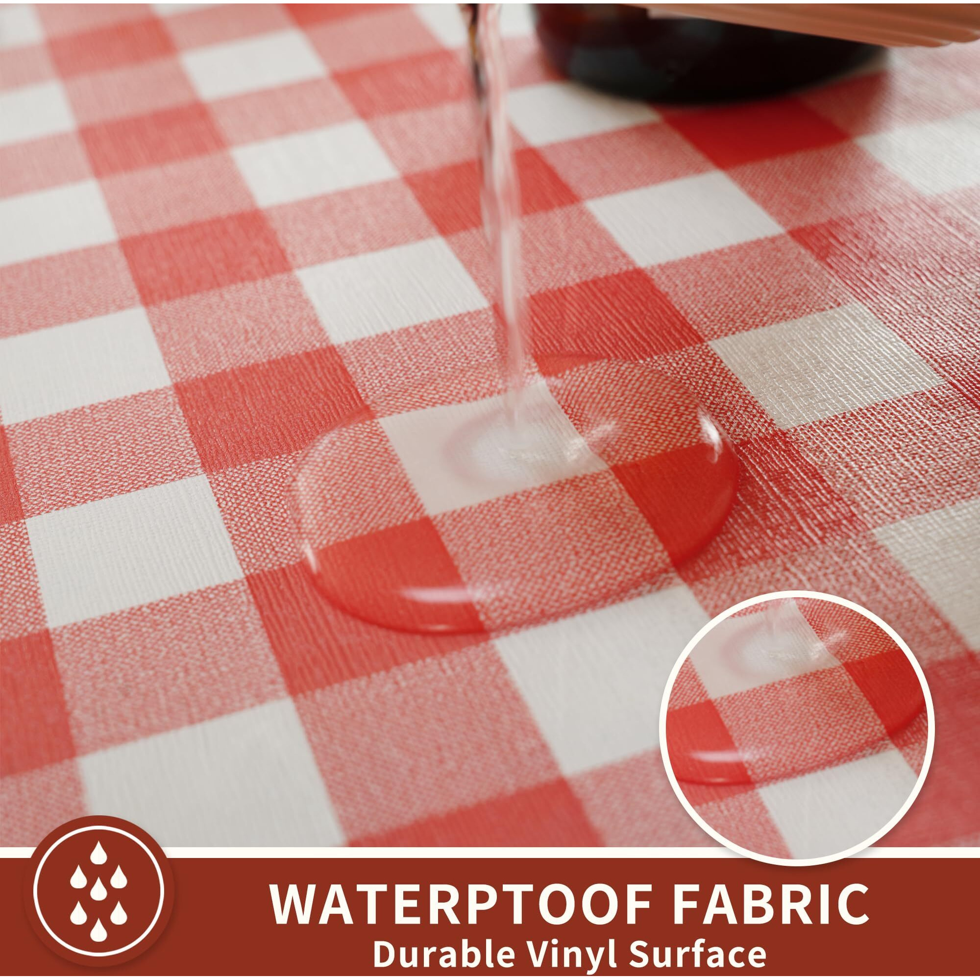 Homoheini Rectangle Table Cloth,100% Waterproof Tablecloth Oil Proof Spill Proof Vinyl Table Cloth, Wipe Clean Plastic Table Cover For Dining, Camping, Indoor And Outdoor 54"" X 102"",Red Checkered