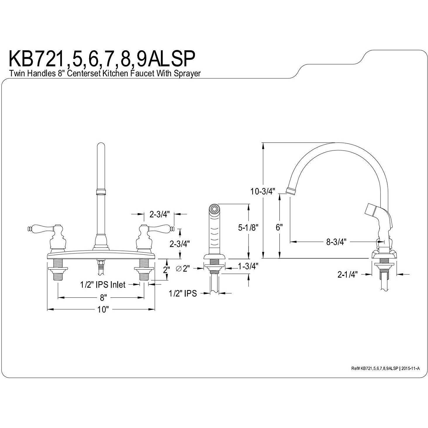 Kingston Brass Kb725Alsp Vintage 8"" Centerset Kitchen Faucet, 8-3/4"", Oil Rubbed Bronze