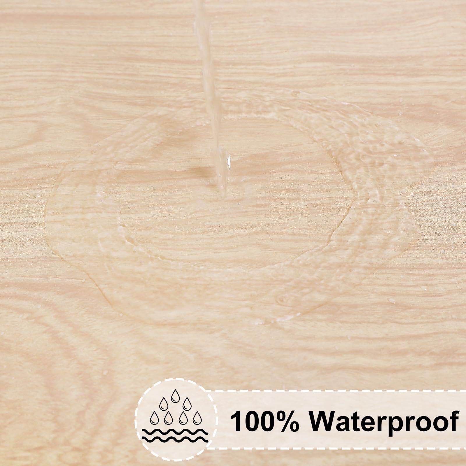 Misaya Round Fitted Tablecloth With Elastic Edge, 100% Waterproof Oil Proof Plastic Table Cover, Vinyl Flannel Backed Tablecloth Fits 45""-56"" Round Tables For Dinner, Outdoor, Picnic, Wood