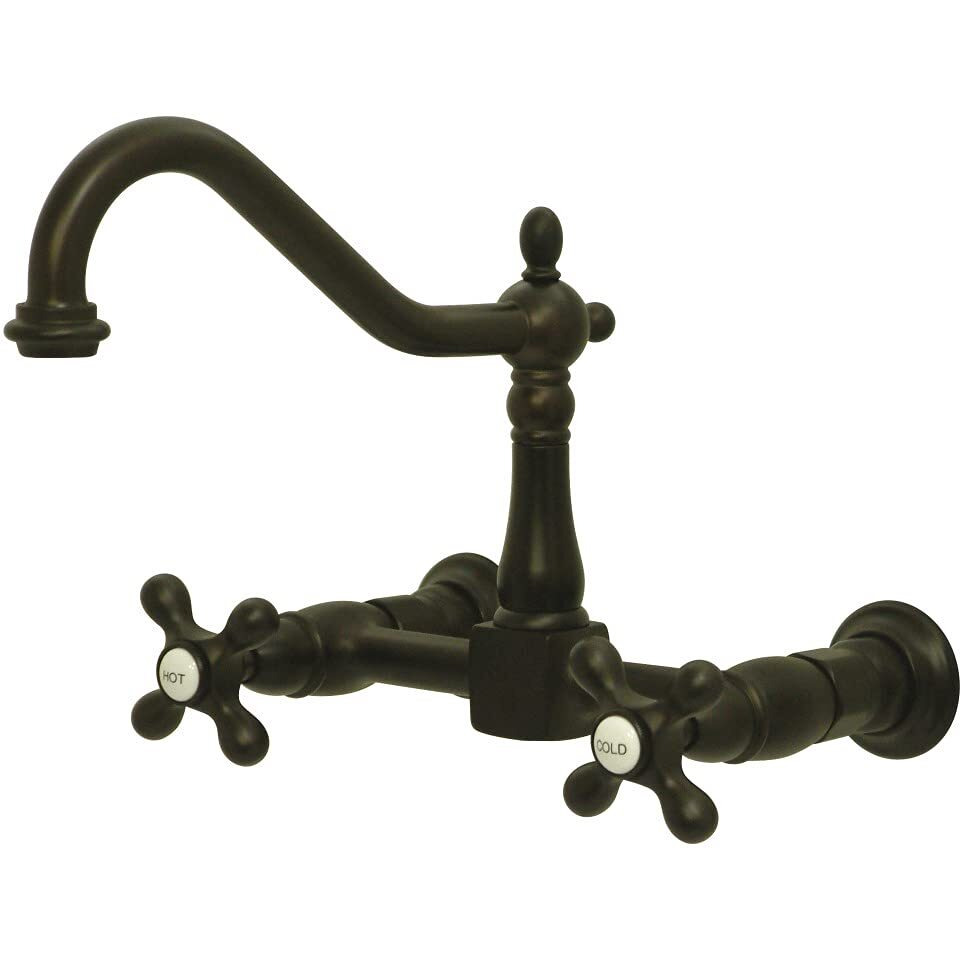 Kingston Brass Ks1245Ax Heritage Bridge Kitchen Faucet, 8-1/2"", Oil Rubbed Bronze