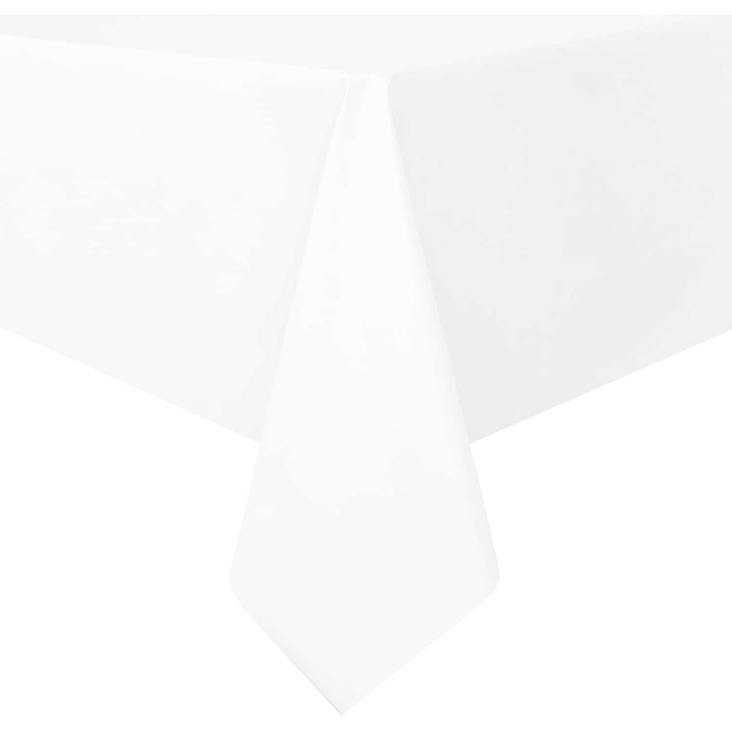 Romanstile 100% Waterproof Rectangle Pvc Tablecloth, Oil Spill Proof Vinyl Table Cloth, Heavy Duty Wipe Clean Plastic Table Covers For Kitchen/Dining/Parties - 54 X 120 Inch, White