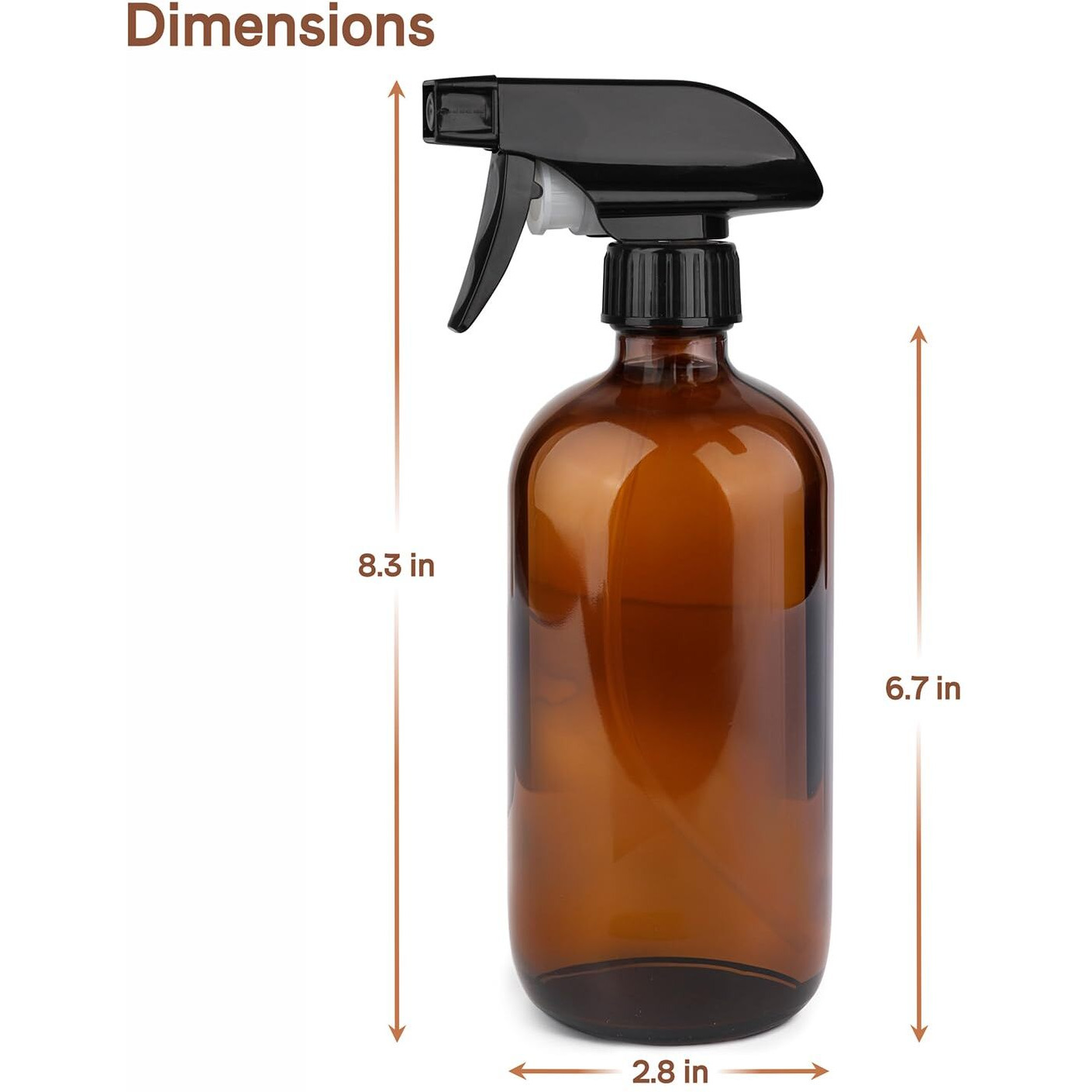 Gling 16 Oz 2 Pack Amber Glass Spray Bottles, Refillable Empty Dark Glass Spray Bottle Great For Cleaning Solutions, Essential Oils, Hair, And Plants, Adjustable Nozzle For Squirting And Mist