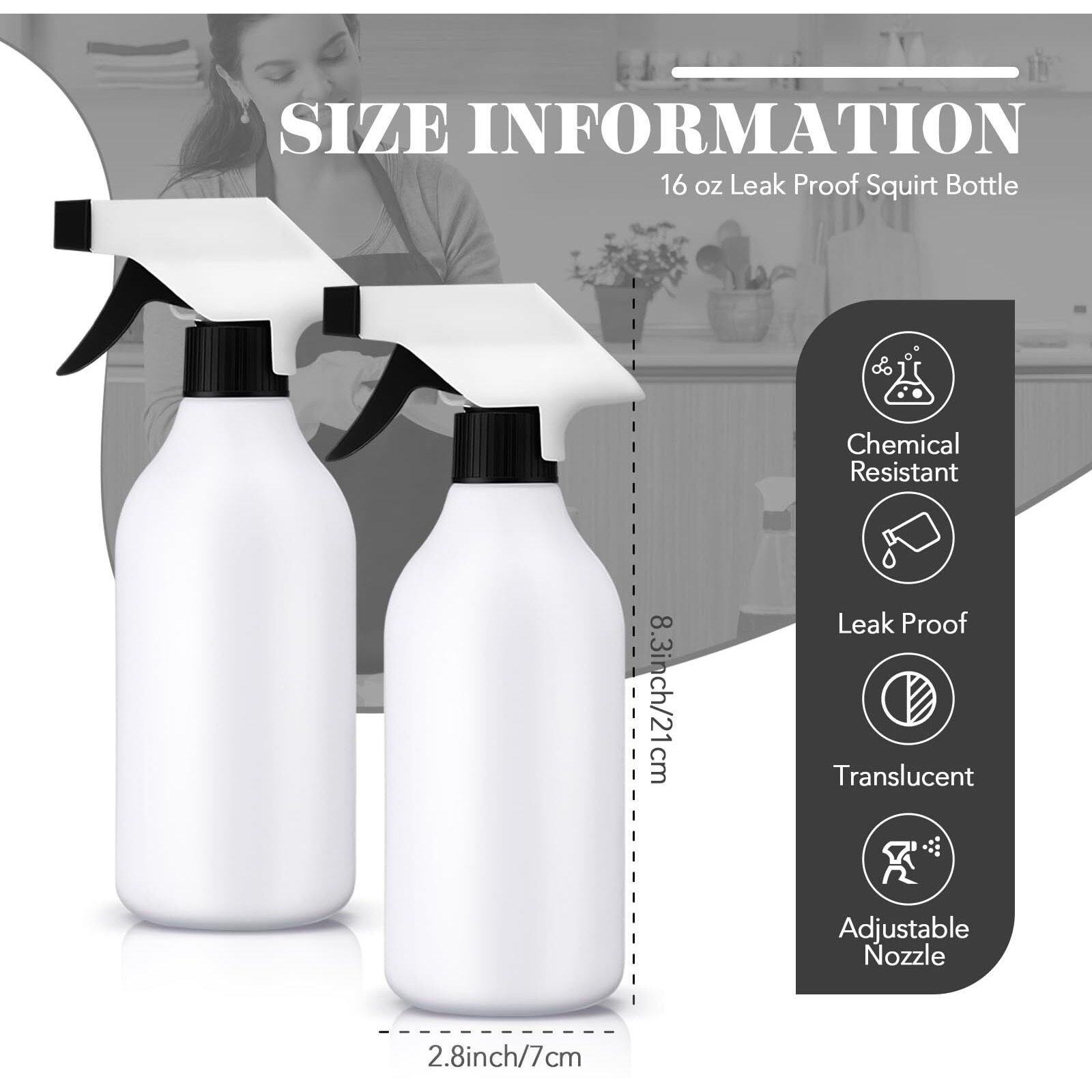 Tanlade 30 Pcs Plastic Spray Bottles 16 Oz Leak Proof Squirt Bottle Refillable Empty Spray Water Mist Sprayer With Nozzles For Hair Essential Oil Cleaning Solutions Plants Pets (Black)