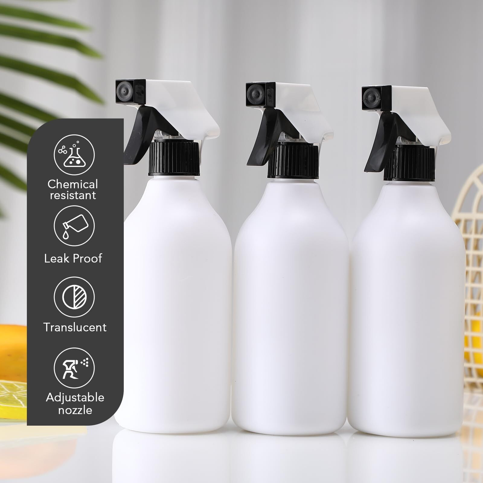 Tanlade 30 Pcs Plastic Spray Bottles 16 Oz Leak Proof Squirt Bottle Refillable Empty Spray Water Mist Sprayer With Nozzles For Hair Essential Oil Cleaning Solutions Plants Pets (Black)