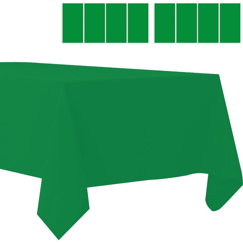 8 Pack Plastic Tablecloths Disposable Table Covers Plastic Table Cloths Bbq Picnic Birthday Wedding Parties Waterproof And Oil-Proof Table Cloth Light Weight Thin Green Tablecover 54 X 108 In