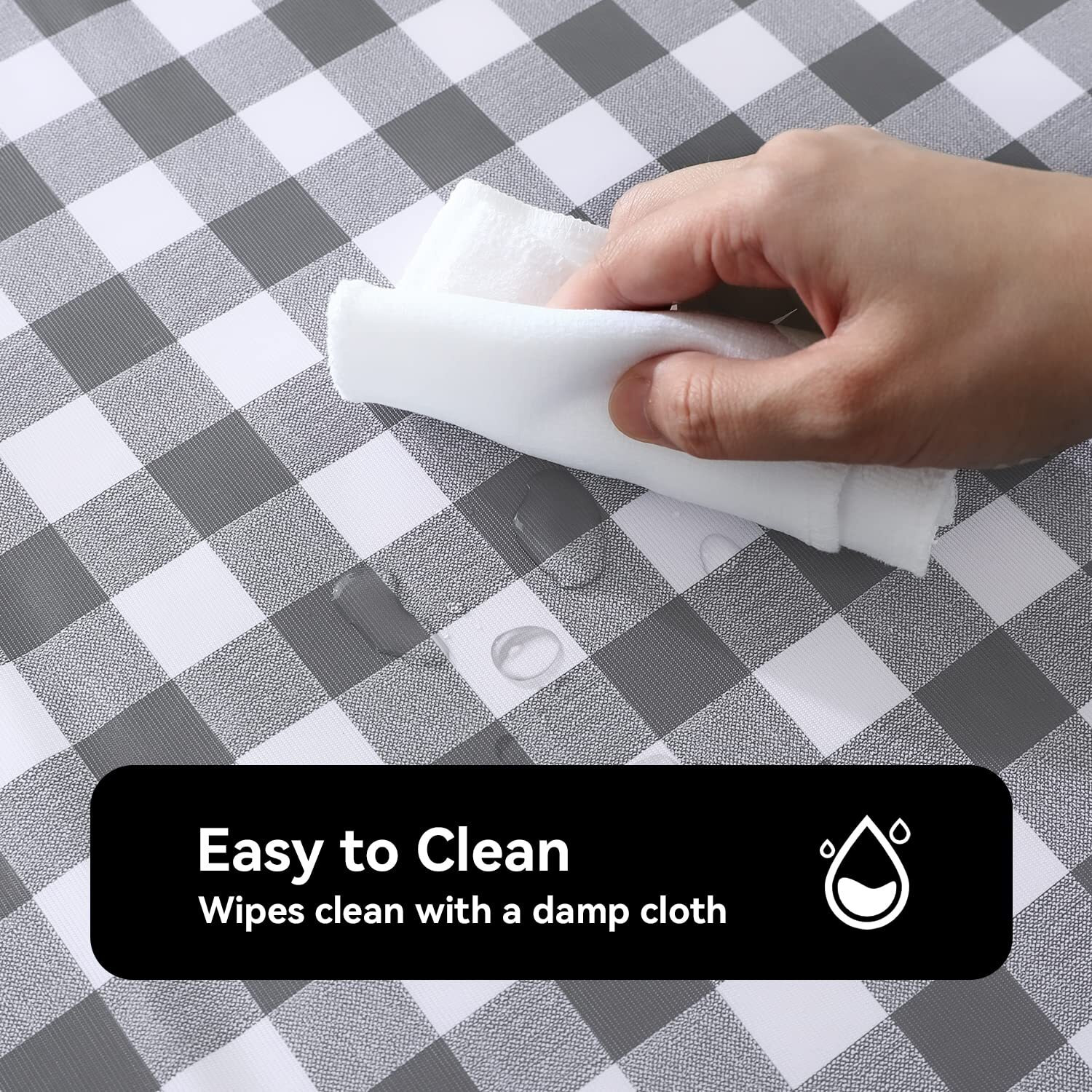 Romanstile Square Vinyl Pvc Tablecloth, 100% Waterproof Buffalo Plaid Plastic Table Cloth, Oil Proof Heavy Duty Wipeable Table Covers For Dining/Camping/Picnic/Outdoor - 60 X 60, Grey And White