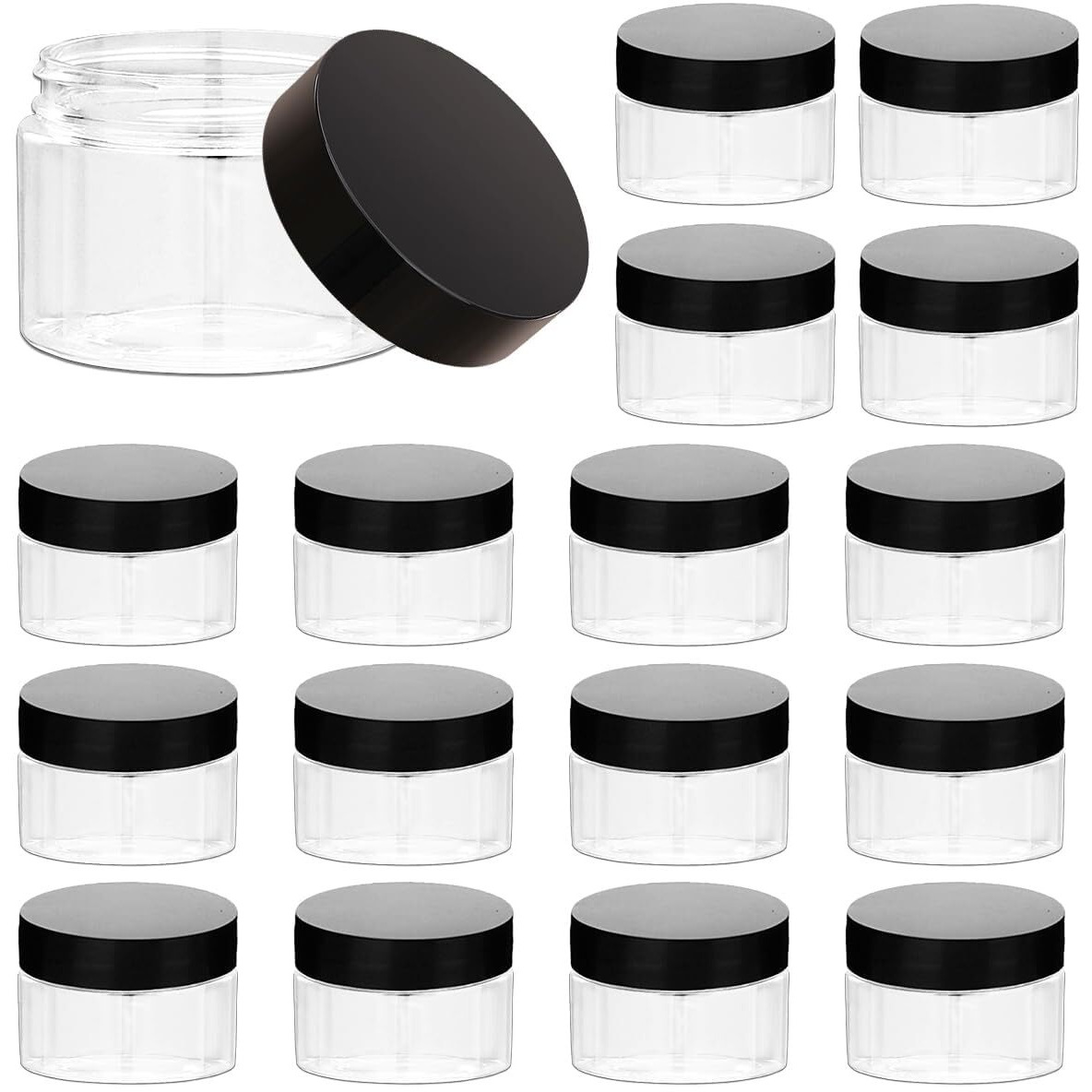 Naturahand 16 Pieces 1Oz Plastic Container Jars With Inner Liners And Lids Leak-Proof Cosmetic Container For Lotions Cream, Diy Making, Kitchen Use, Bath Salt, Travel Make Up Storage