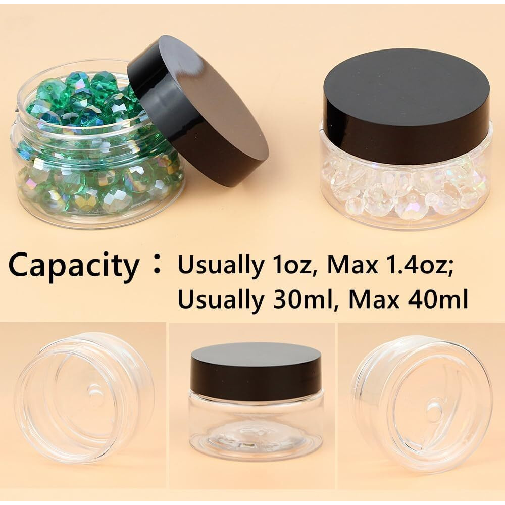 Naturahand 16 Pieces 1Oz Plastic Container Jars With Inner Liners And Lids Leak-Proof Cosmetic Container For Lotions Cream, Diy Making, Kitchen Use, Bath Salt, Travel Make Up Storage