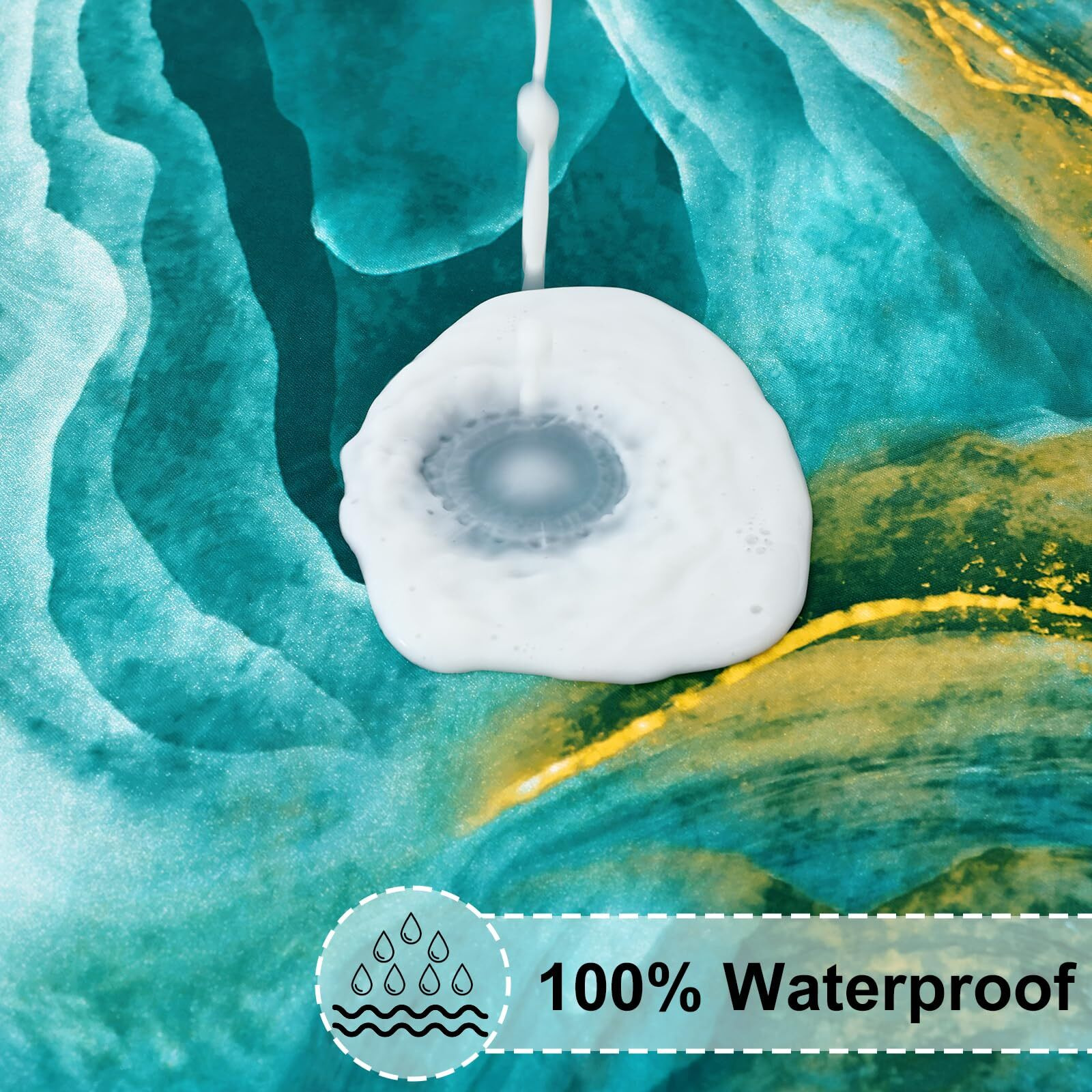 Misaya Round Fitted Tablecloth With Elastic Edge, 100% Waterproof Oil Proof Plastic Table Cover, Vinyl Flannel Backed Tablecloth Fits 36""-44"" Round Tables For Dinner, Outdoor, Picnic, Ripples