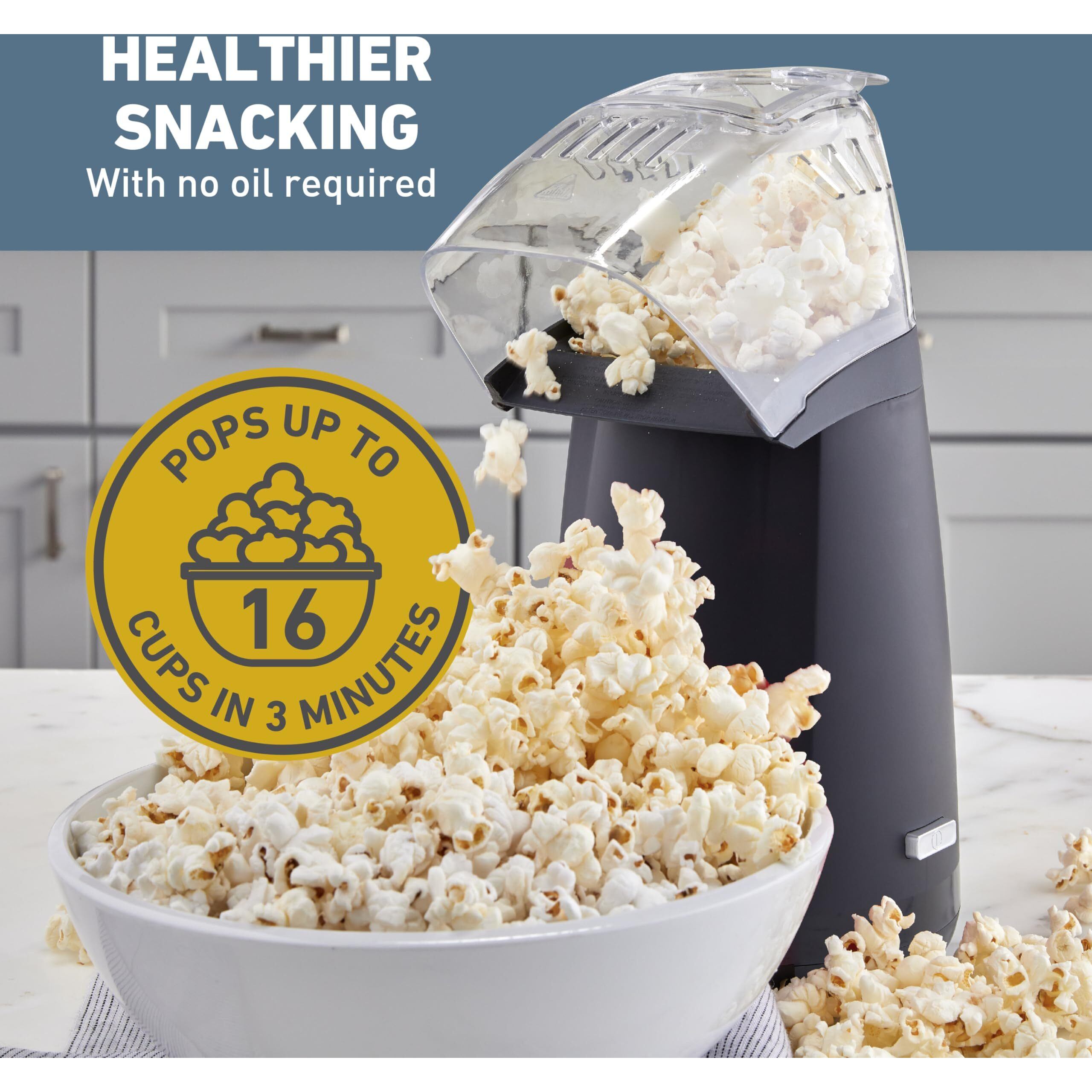 West Bend Air Crazy Popcorn Machine For Healthy Snacking With No Oil, 4-Quart, Black
