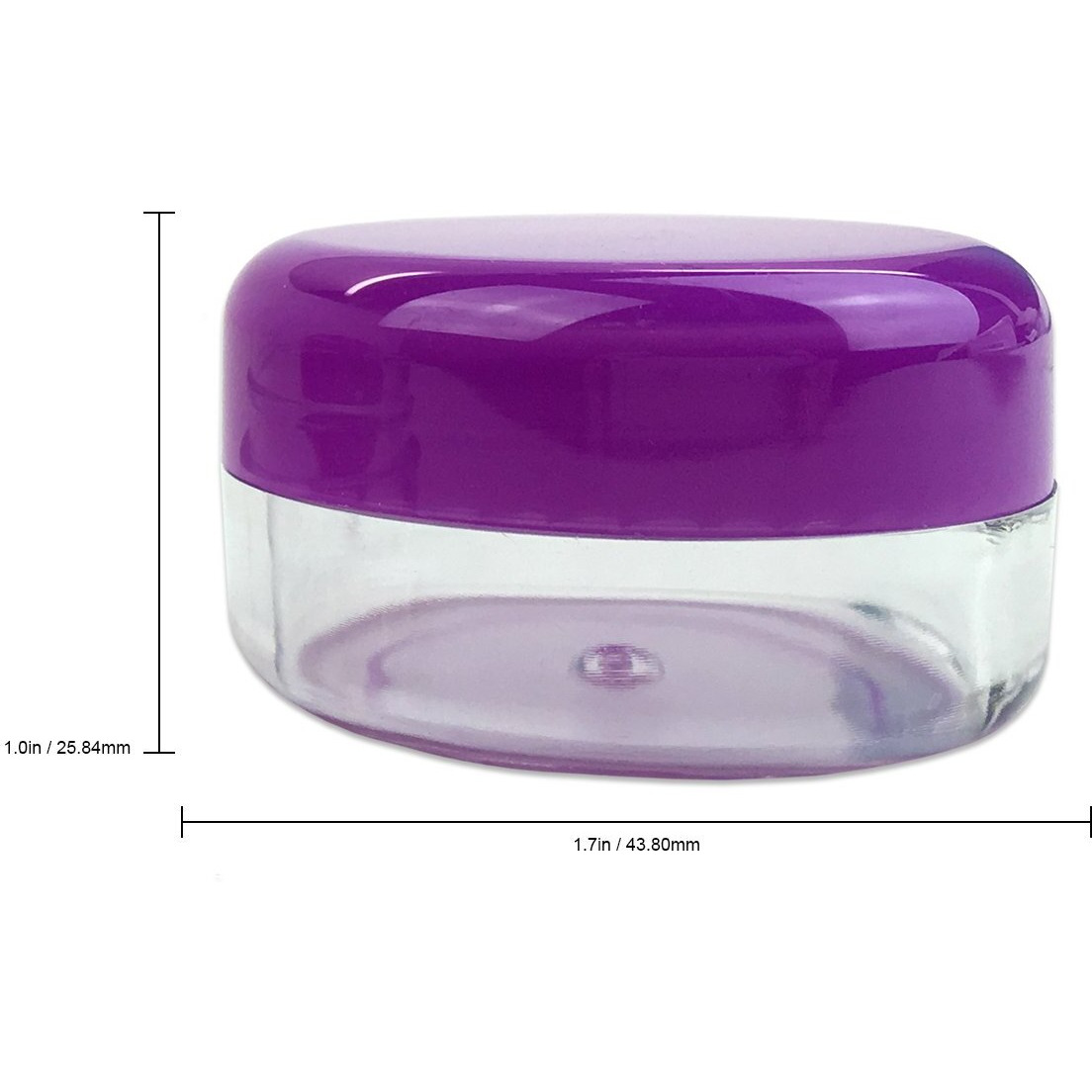 Beauticom 15 Gram/15Ml Empty Clear Small Round Travel Container Jars With Lids For Make Up Powders, Eyeshadow Pigments, Lotions, Creams, Lip Balm, Lip Gloss, Samples (48 Pieces, Purple Lid)
