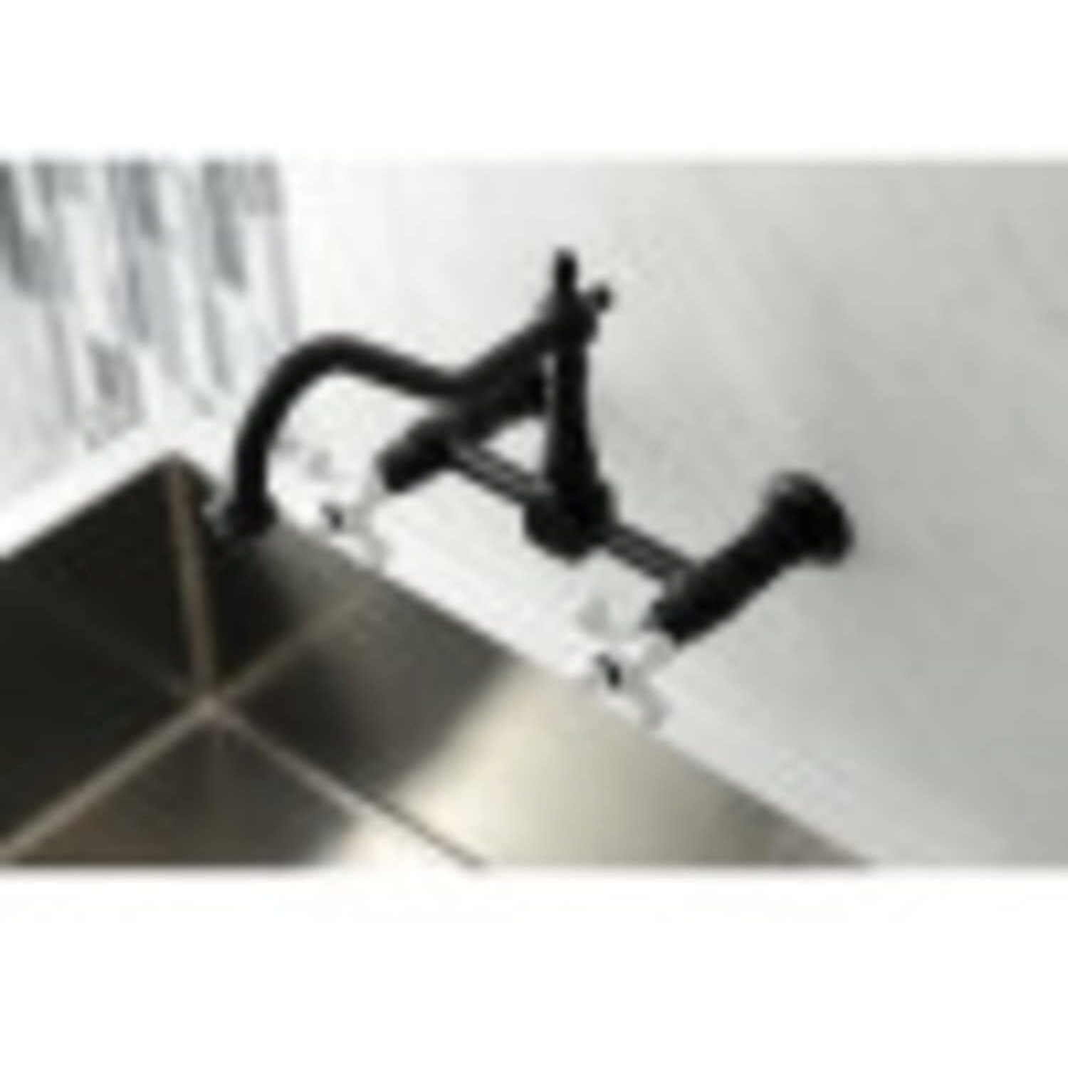 Kingston Brass Ks1245Px Heritage Two-Handle Wall Mount Bridge Kitchen Faucet, 8-1/2-Inch, Oil Rubbed Bronze