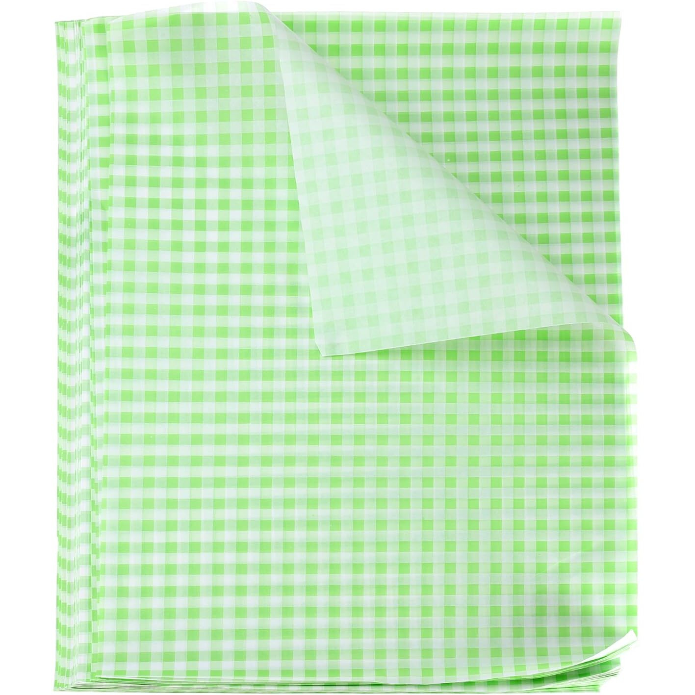 Harfington 100Pcs Square Checkered Wax Paper Sheets 14.96"" X 11.02"" Oil-Absorbing Dry Food Wrapping Paper For Sandwich Baking Paper Liners Picnic Basket Bread Hamburger Wrap Kitchen, Green
