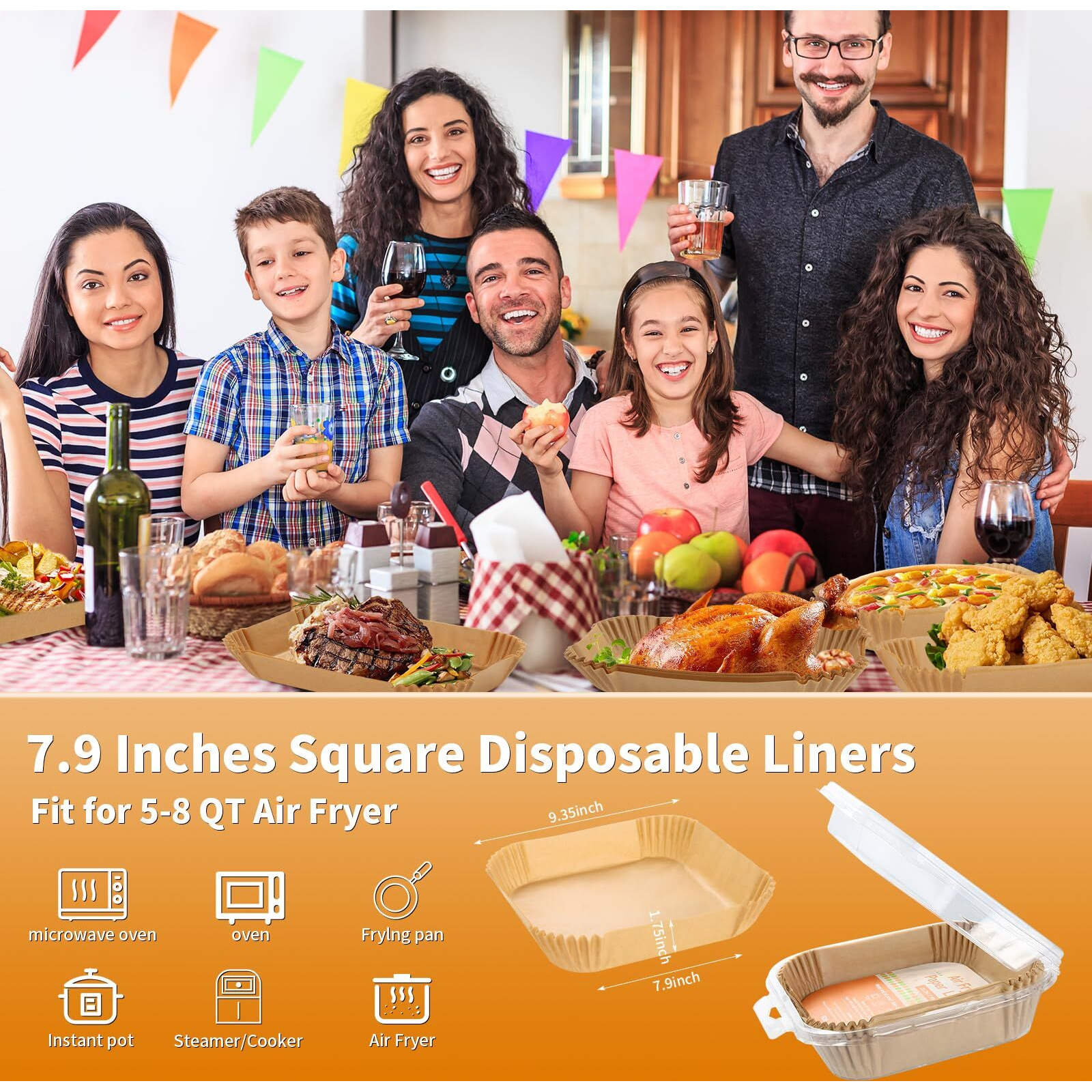 Air Fryer Liners Disposable Square For Ninja Af141 Af142 5Qt/Ninja Af181 Af182 6.5Qt, 100Pcs 7.9In Non-Stick Oil-Proof Parchment Cooking Paper For Gourmia/Cosori/Chefman 5-8Qt Airfryer/Media 11 Quart