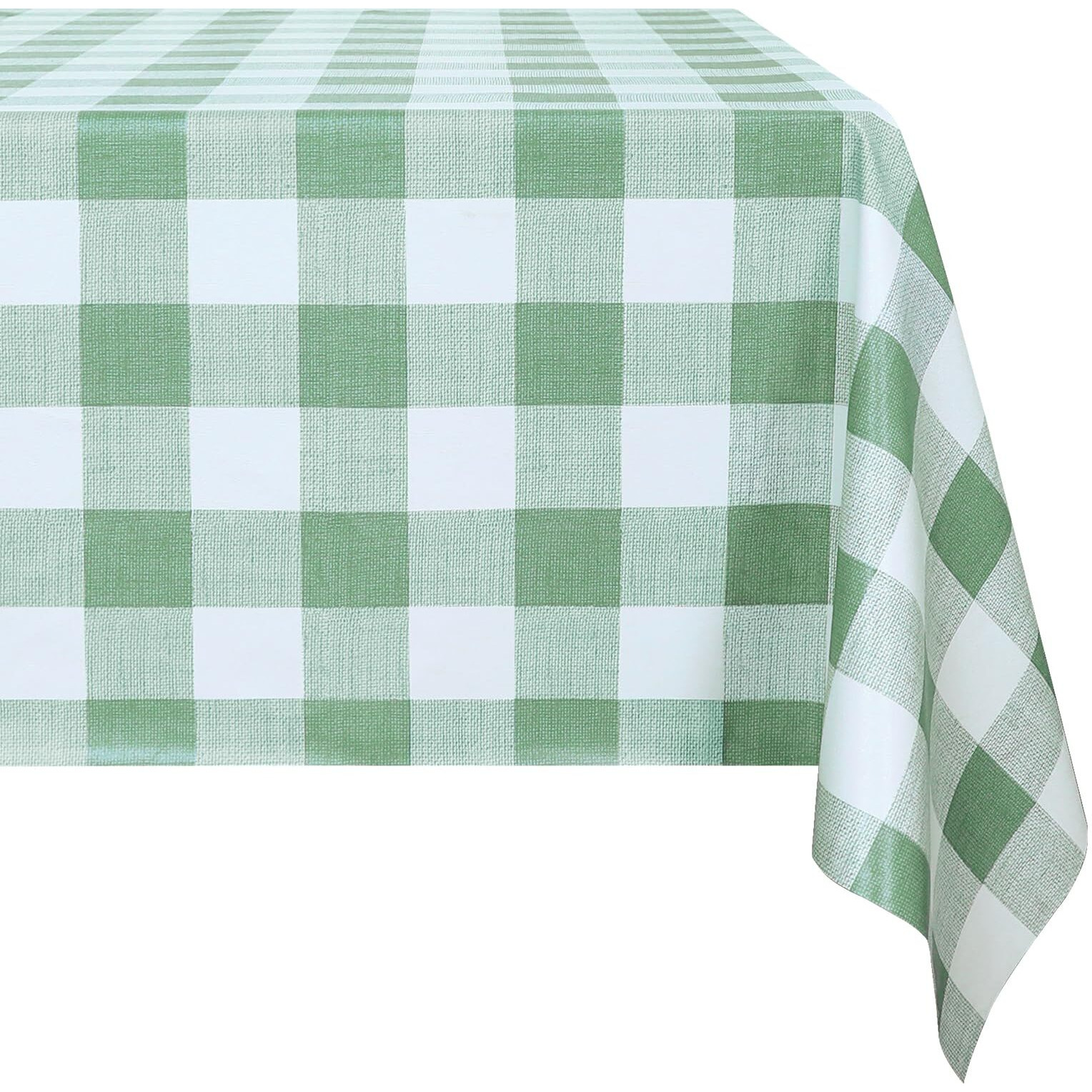 Romanstile Rectangle Plastic Tablecloth, 100% Waterproof Oil-Proof Checkered Pvc Table Cloth, Heavy Duty Vinyl Table Cover For Dining, Camping, Picnic, Outdoor - 54 X 120 Inch, Sage Green
