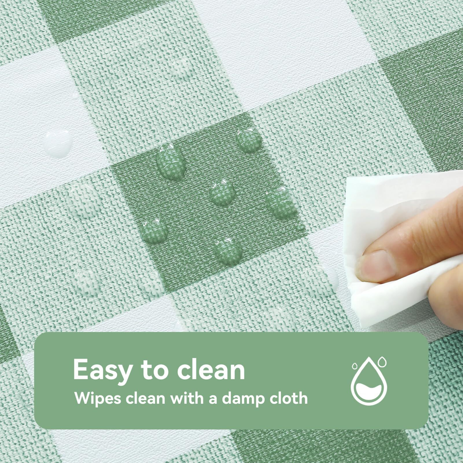 Romanstile Rectangle Plastic Tablecloth, 100% Waterproof Oil-Proof Checkered Pvc Table Cloth, Heavy Duty Vinyl Table Cover For Dining, Camping, Picnic, Outdoor - 54 X 120 Inch, Sage Green