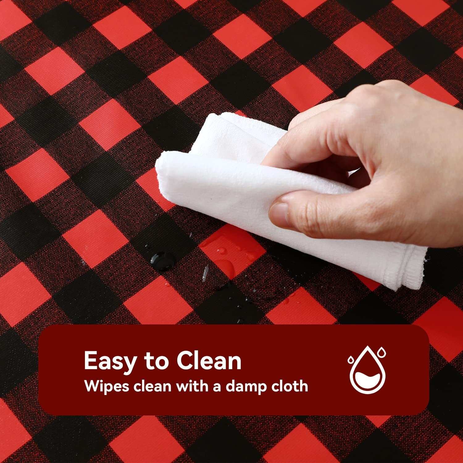 Romanstile Rectangle Vinyl Pvc Tablecloth, 100% Waterproof Buffalo Plaid Plastic Table Cloth, Oil Proof Heavy Duty Wipeable Table Covers For Dining/Camping/Picnic/Outdoor - 52 X 70, Black And Red