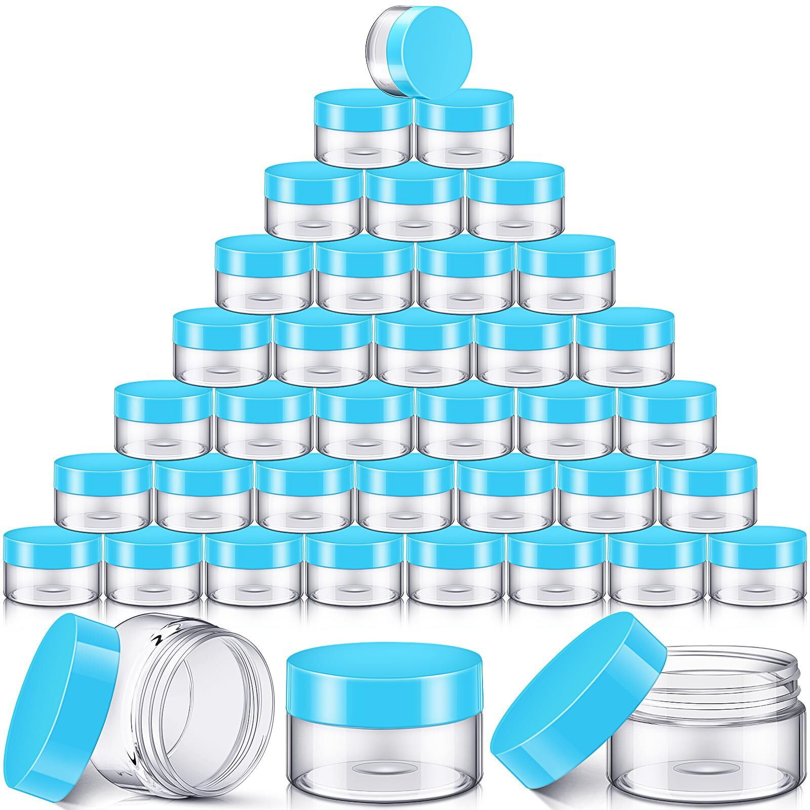 Satinior 36 Pieces Plastic Jars With Lids Round Leak Proof Airtight Container Cosmetic Small Empty Jars For Lotions Ointments Travel Toiletries Creams Make Up Storage(1 Oz,Blue)