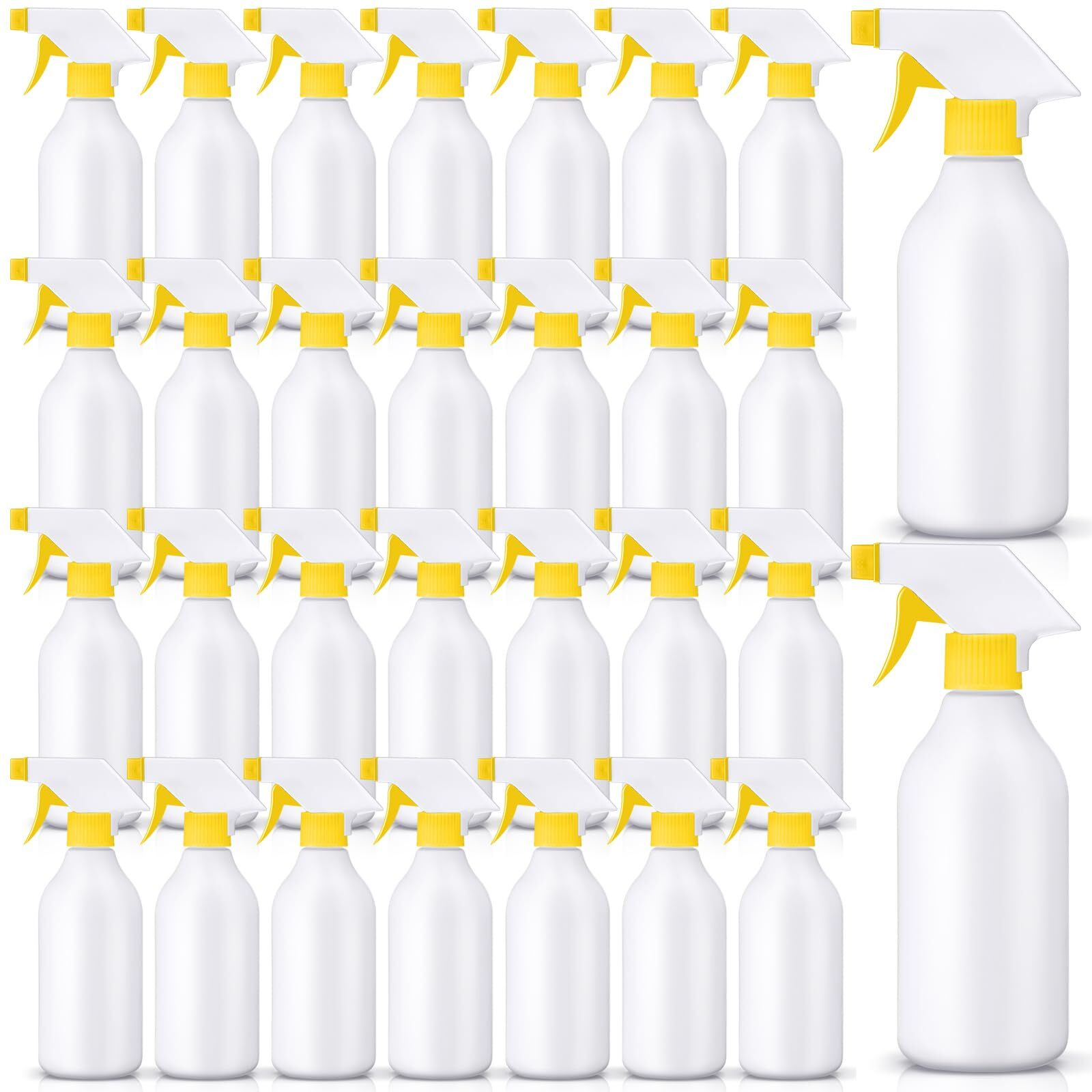 Tanlade 30 Pcs Plastic Spray Bottles 16 Oz Leak Proof Squirt Bottle Refillable Empty Spray Water Mist Sprayer With Nozzles For Hair Essential Oil Cleaning Solutions Plants Pets (Yellow)