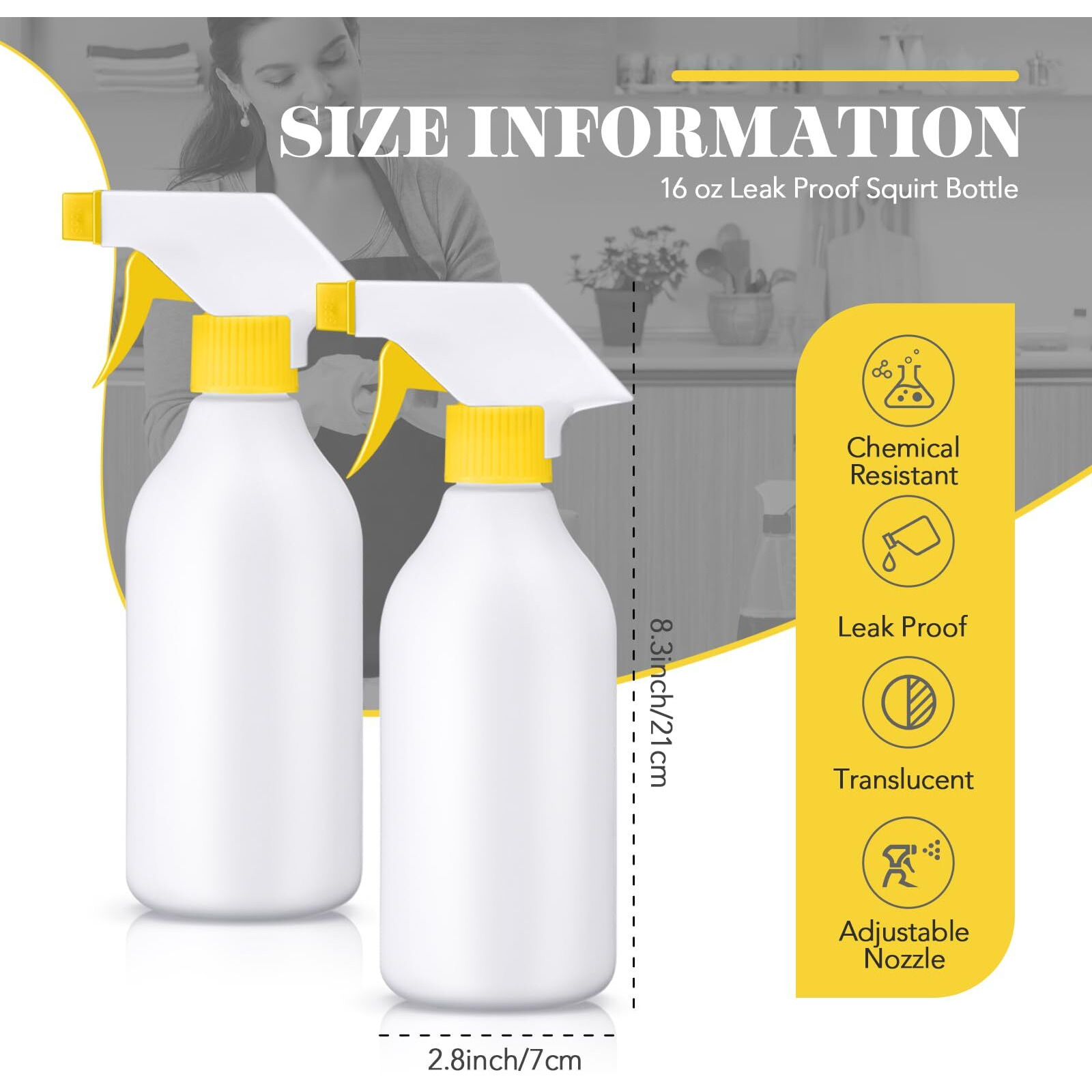 Tanlade 30 Pcs Plastic Spray Bottles 16 Oz Leak Proof Squirt Bottle Refillable Empty Spray Water Mist Sprayer With Nozzles For Hair Essential Oil Cleaning Solutions Plants Pets (Yellow)