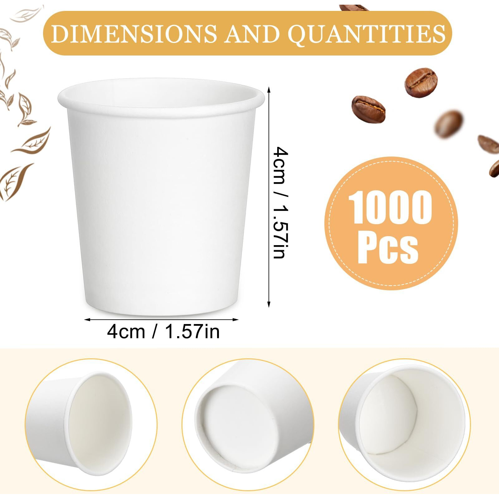 Jingmore 1000 Pcs 1 Oz Mini Coffee Cups Disposable Espresso Paper Cups Bathroom Mouthwash Mugs Disposable Medicine Mugs For Travel Picnic Barbecue Party(Classic Style)