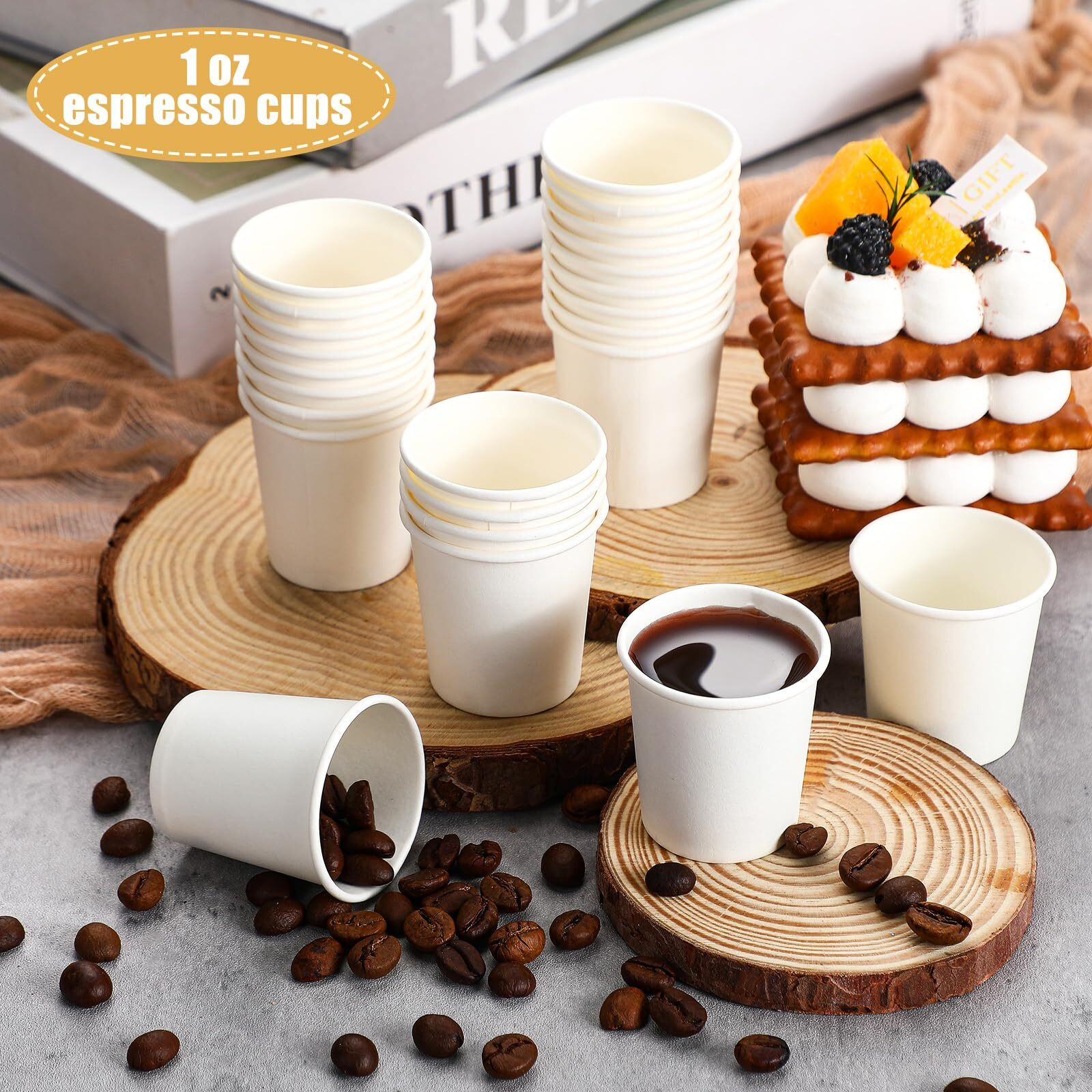 Jingmore 1000 Pcs 1 Oz Mini Coffee Cups Disposable Espresso Paper Cups Bathroom Mouthwash Mugs Disposable Medicine Mugs For Travel Picnic Barbecue Party(Classic Style)