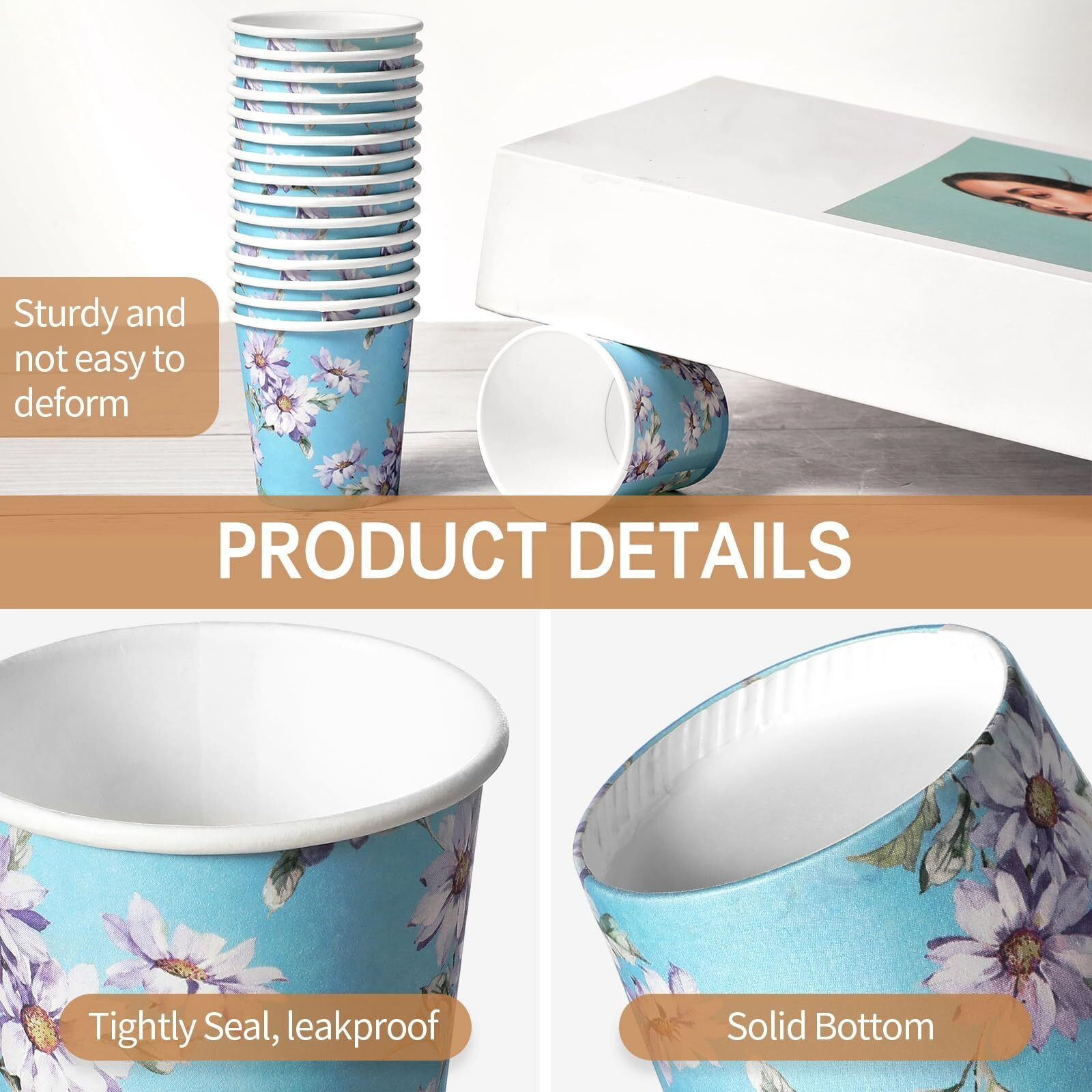 Tiamon 500 Pcs Floral Tasting Paper Cups 2Oz Disposable Mouthwash Cup Mini Flower Beverage Drinking Teacup For Adult Kitchen Bathroom Picnic Travel Events Party Supplies Favors, 5 Colors