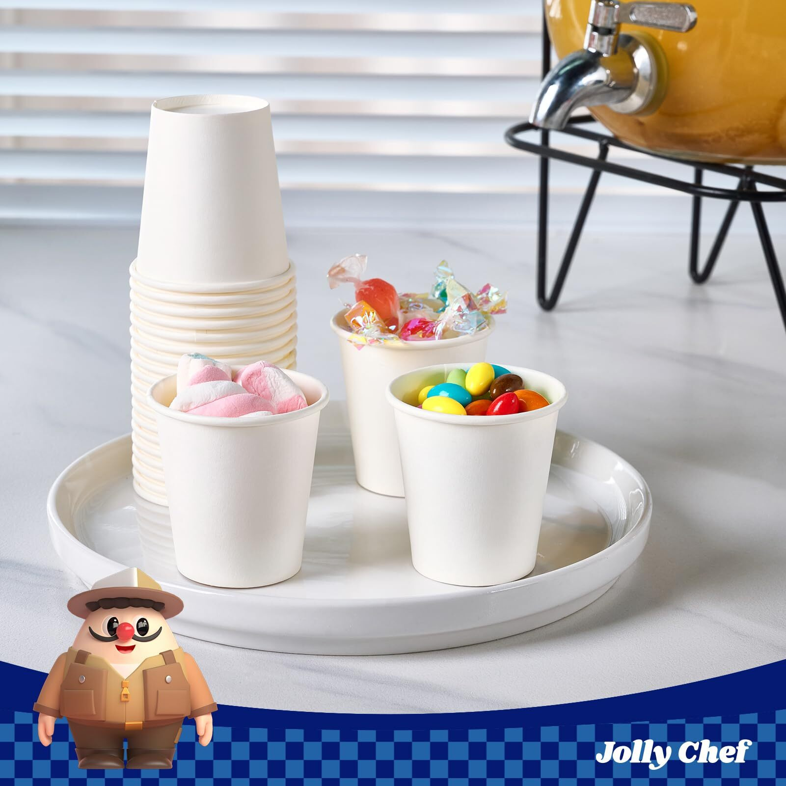 Jolly Chef 400 Count 3 Oz Paper Cups, Disposable Mini Bathroom Mouthwash Cups For Home, Office, School, Store