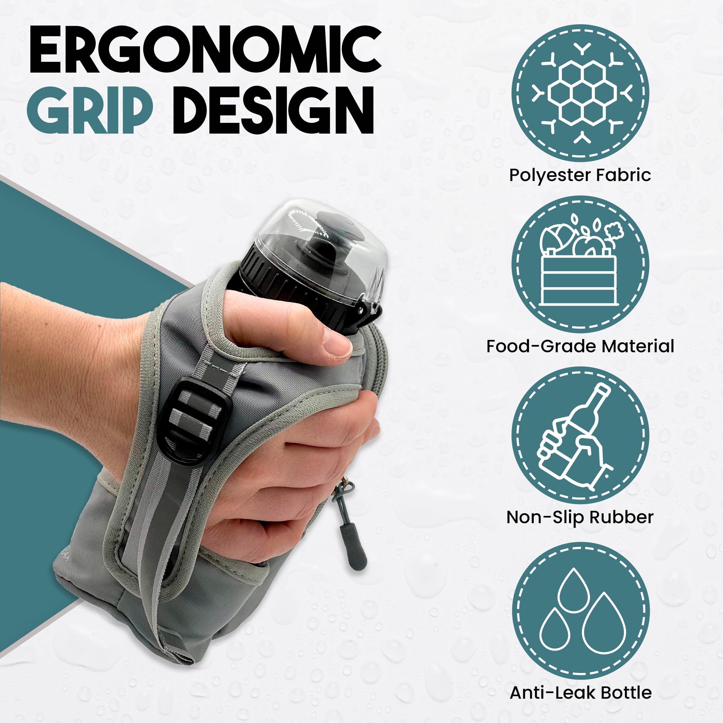 Vykaa Handheld Running Water Bottle (17Oz) | Water Bottle Phone Holder | Secure Seal & Non-Slip Rubber Grip | Phone Holder For Running | Hydration Bottle | Running Water Bottle Hand