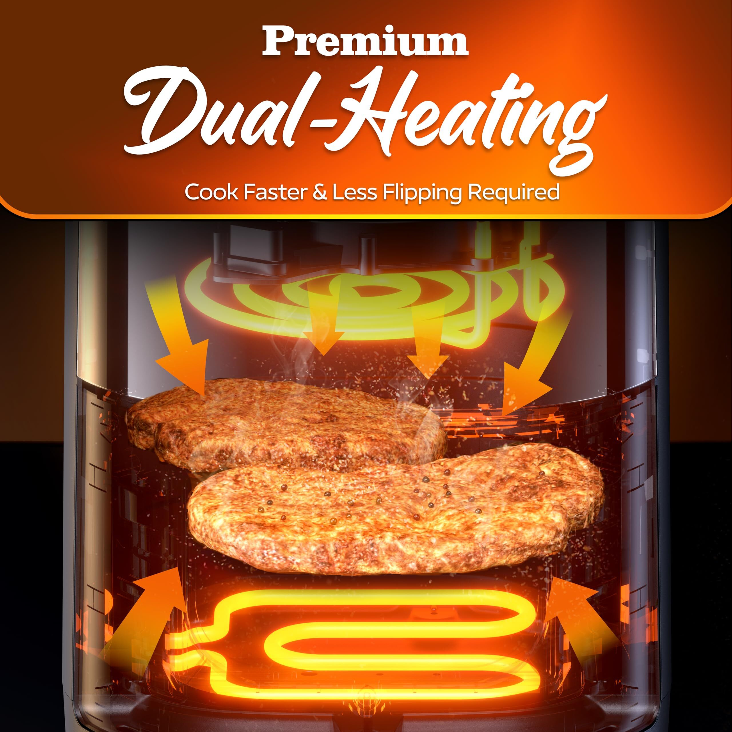 Fullwill Vision Pro 6Qt Air Fryer With Viewing Window,Base And Upper Heating,12 Presets For Chicken Wings,Steak,Fries,Pizza And More,Non-Stick And Pfoa-Free,Fast And Oil Free Cooking For Healthy Meals