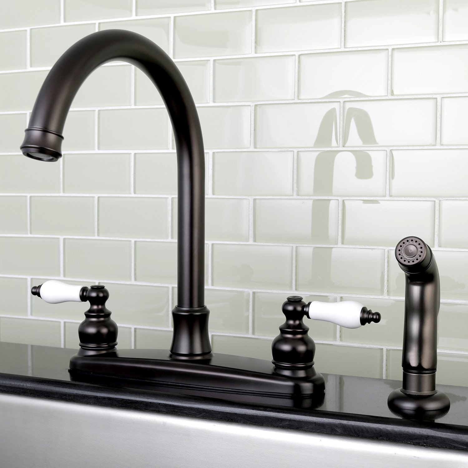 Kingston Brass Fb7795Plsp Victorian 8-Inch Centerset Kitchen Faucet, Oil Rubbed Bronze, 10.25 X 8 X 11.94