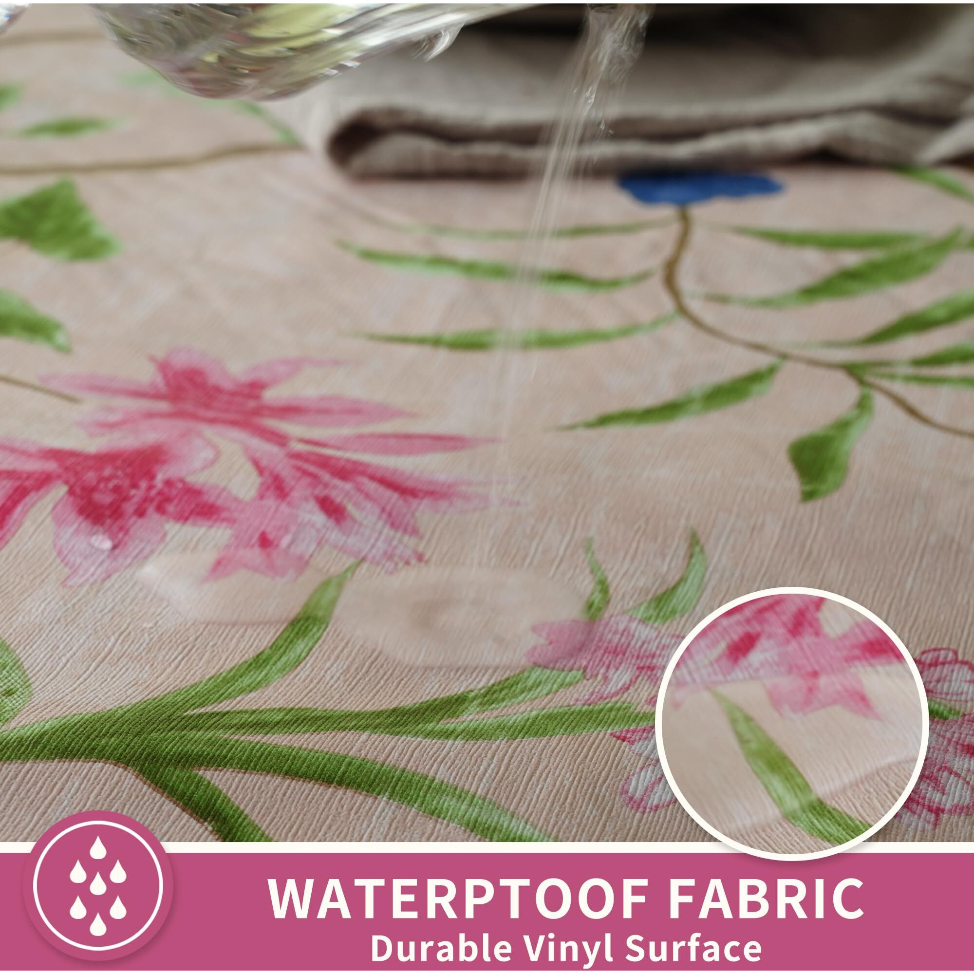 Homoheini Rectangle Table Cloth,100% Waterproof Tablecloth Oil Proof Spill Proof Vinyl Table Cloth, Wipe Clean Plastic Table Cover For Dining, Camping, Indoor And Outdoor 52"" X 70"",Pink