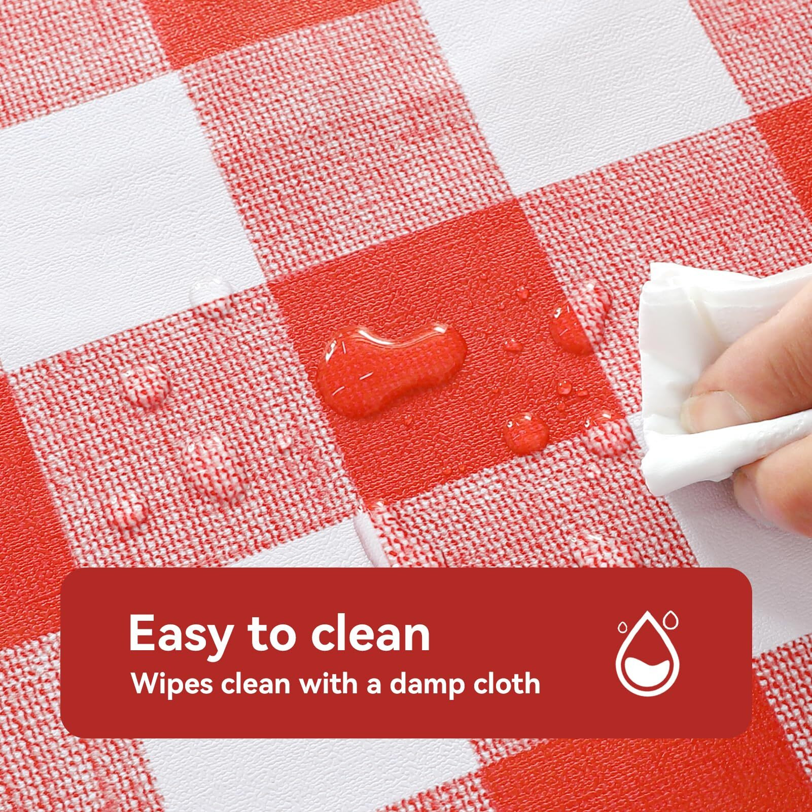 Romanstile Rectangle Plastic Tablecloth, 100% Waterproof Oil-Proof Checkered Pvc Table Cloth, Heavy Duty Vinyl Table Cover For Dining, Camping, Picnic, Outdoor - 52 X 70 Inch, Red And White
