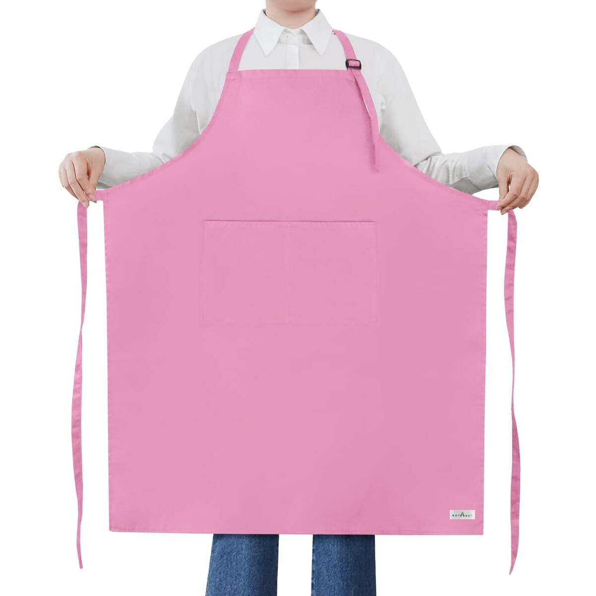 Rotanet Extra Large Apron For Men Adjustable Bib Aprons With 2 Pockets Cooking Kitchen Bbq Grilling Big For Women Chef Water & Oil Resistant Pink