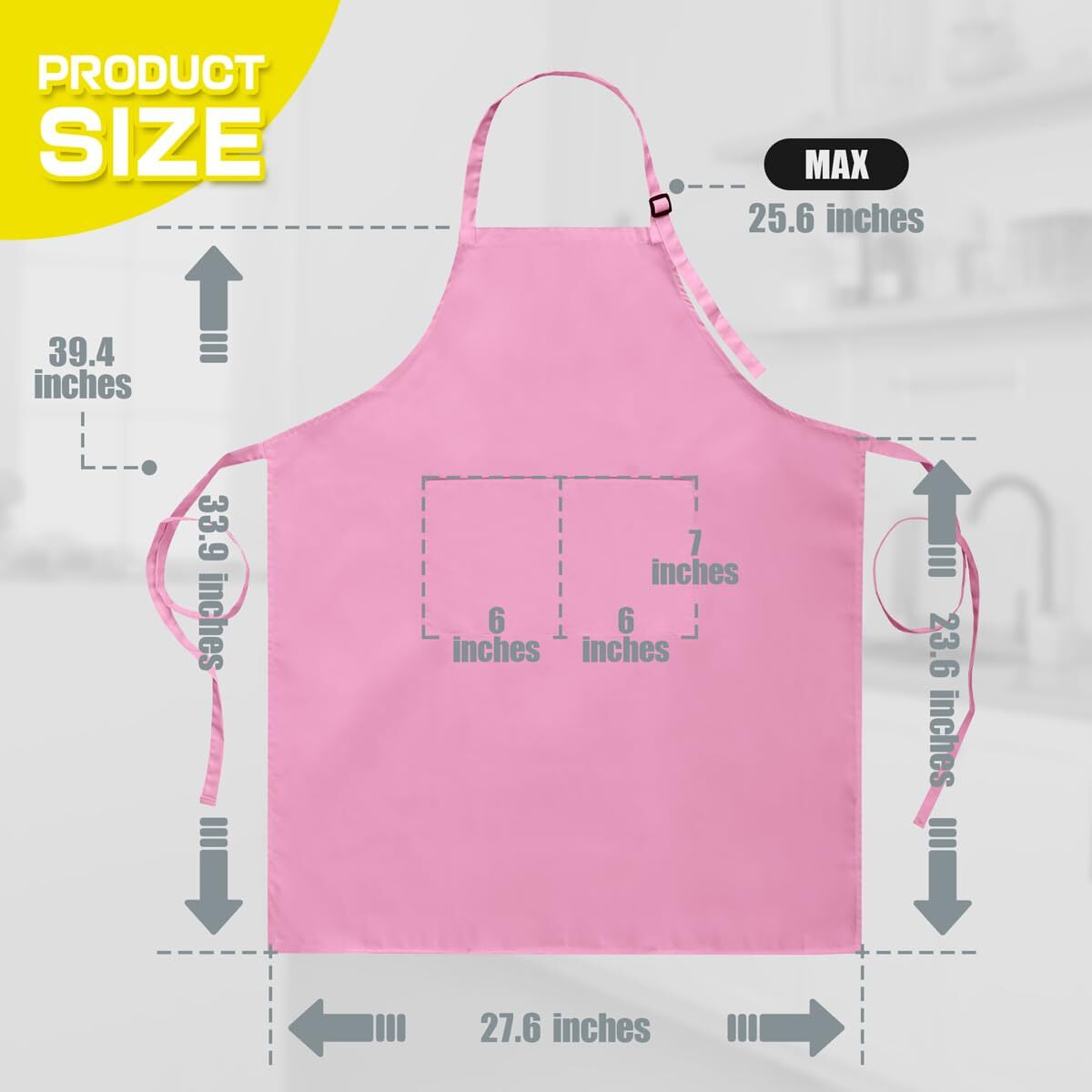 Rotanet Extra Large Apron For Men Adjustable Bib Aprons With 2 Pockets Cooking Kitchen Bbq Grilling Big For Women Chef Water & Oil Resistant Pink