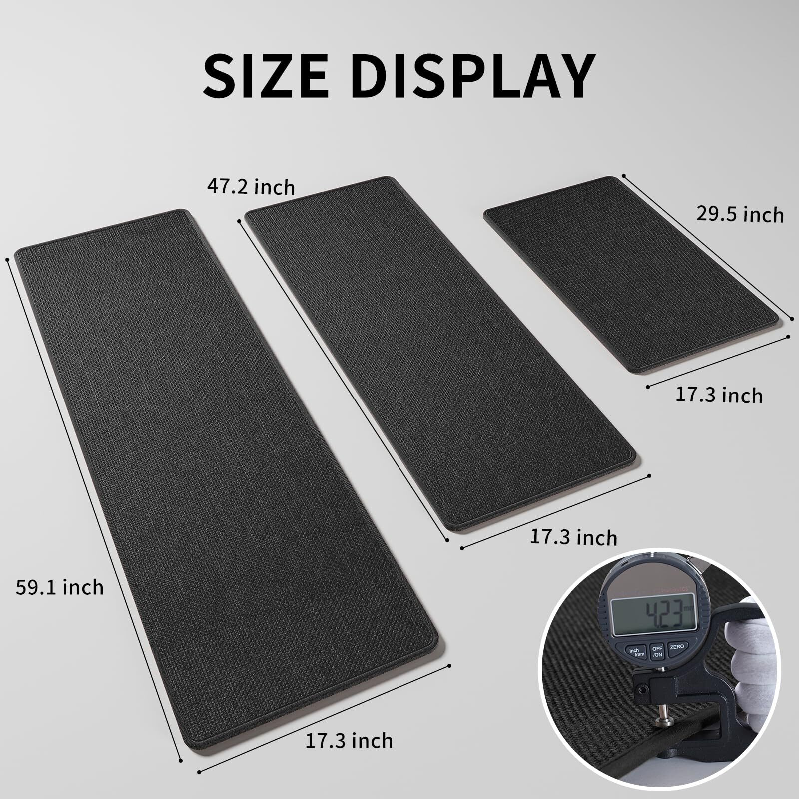 Ydkgl Kitchen Mats For Floor Water And Oil Absorbent Runner Rugs For Kitchen, Kitchen Mat In Front Of Sink,Non-Slip Kitchen Rugs,Durable Imitation Linen Kitchen Rug Black 17X30+17X47