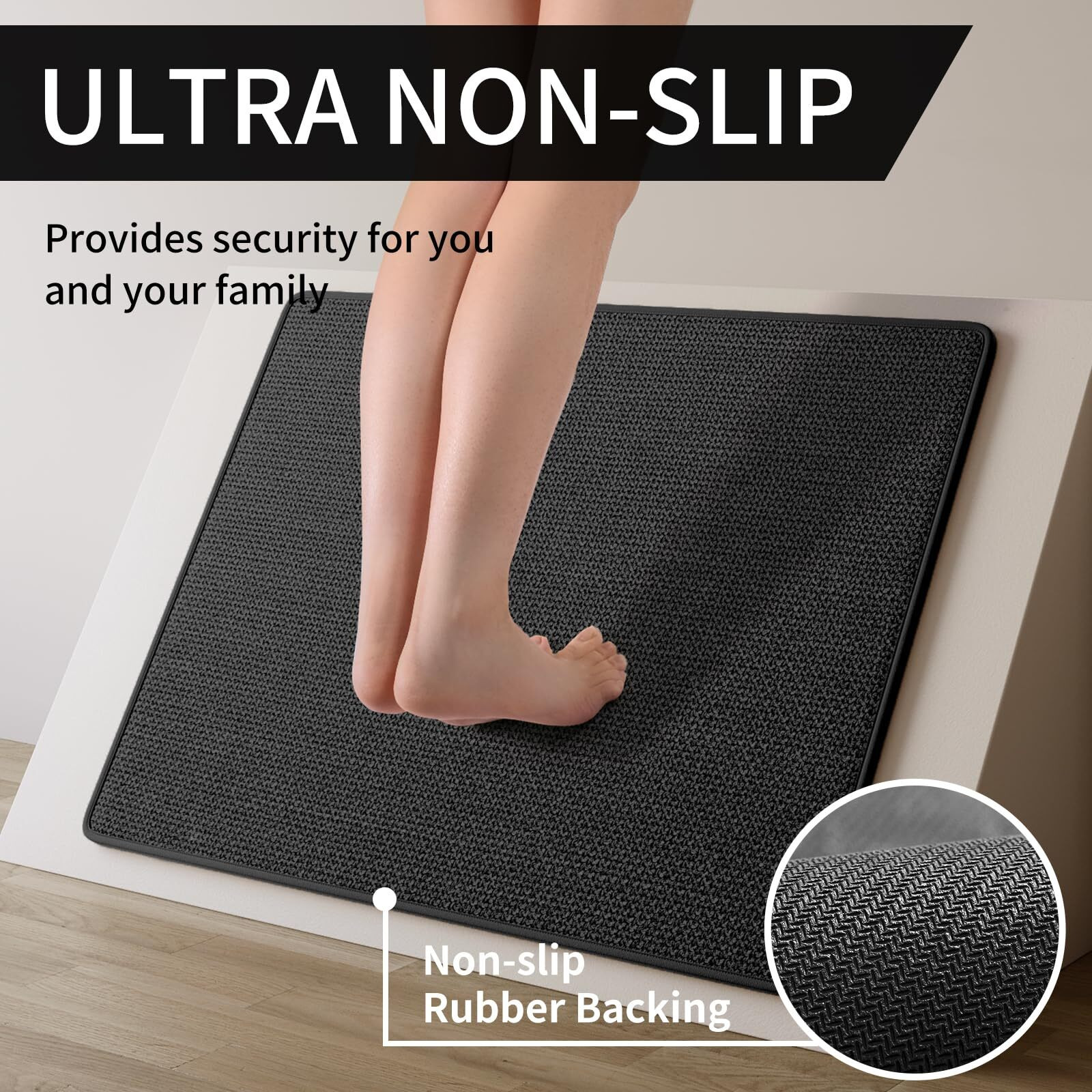 Ydkgl Kitchen Mats For Floor Water And Oil Absorbent Runner Rugs For Kitchen, Kitchen Mat In Front Of Sink,Non-Slip Kitchen Rugs,Durable Imitation Linen Kitchen Rug Black 17X30+17X47