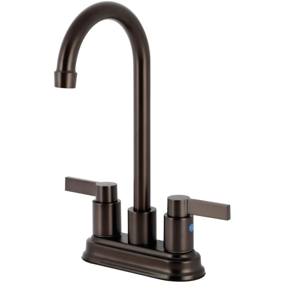 Kingston Brass Kb8495Ndl 4-3/4-Inch In Spout Reach Nuvofusion Two Handle 4-Inch Centerset Bar Faucet, Oil Rubbed Bronze