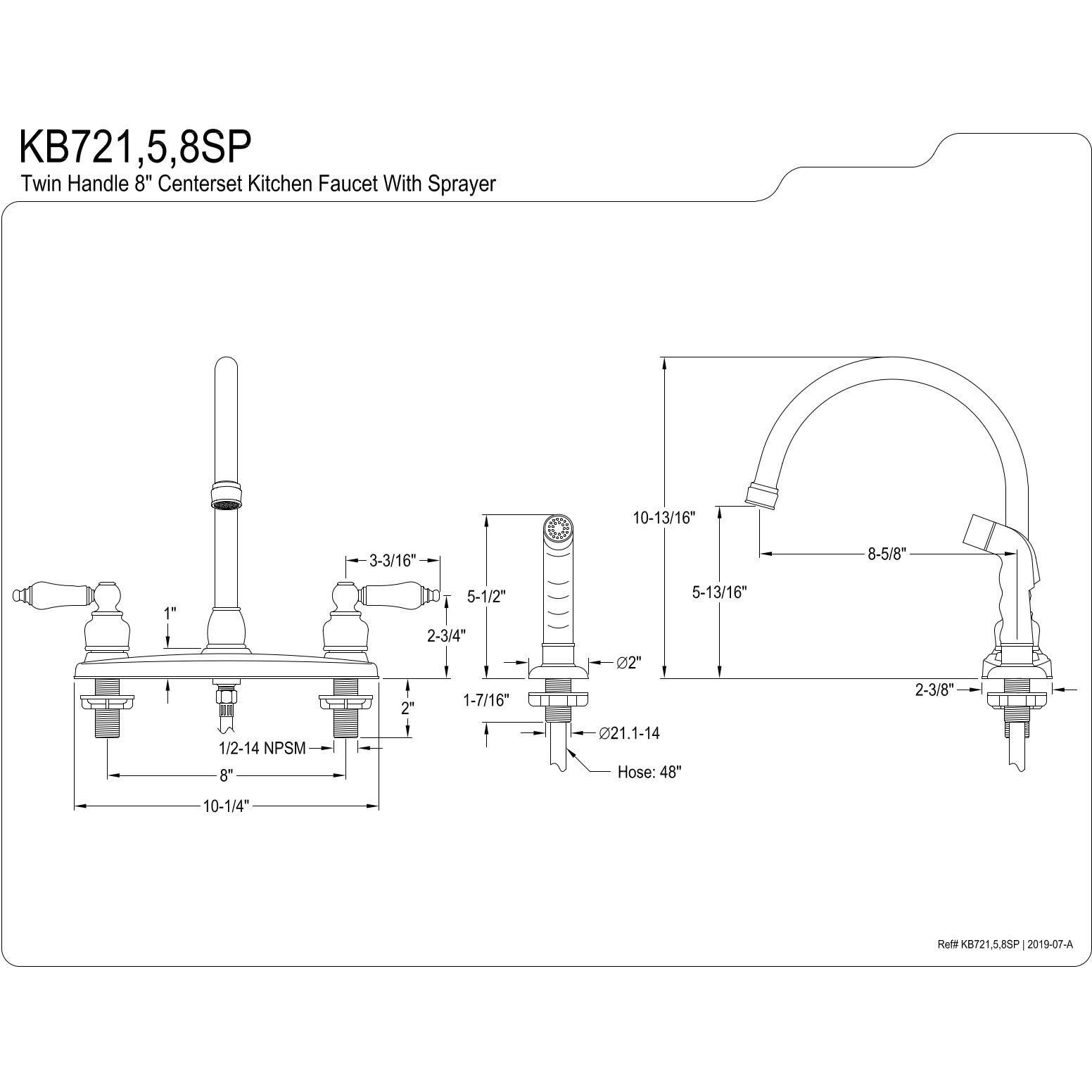 Kingston Brass Kb725Sp Vintage 8"" Centerset Kitchen Faucet, Oil Rubbed Bronze