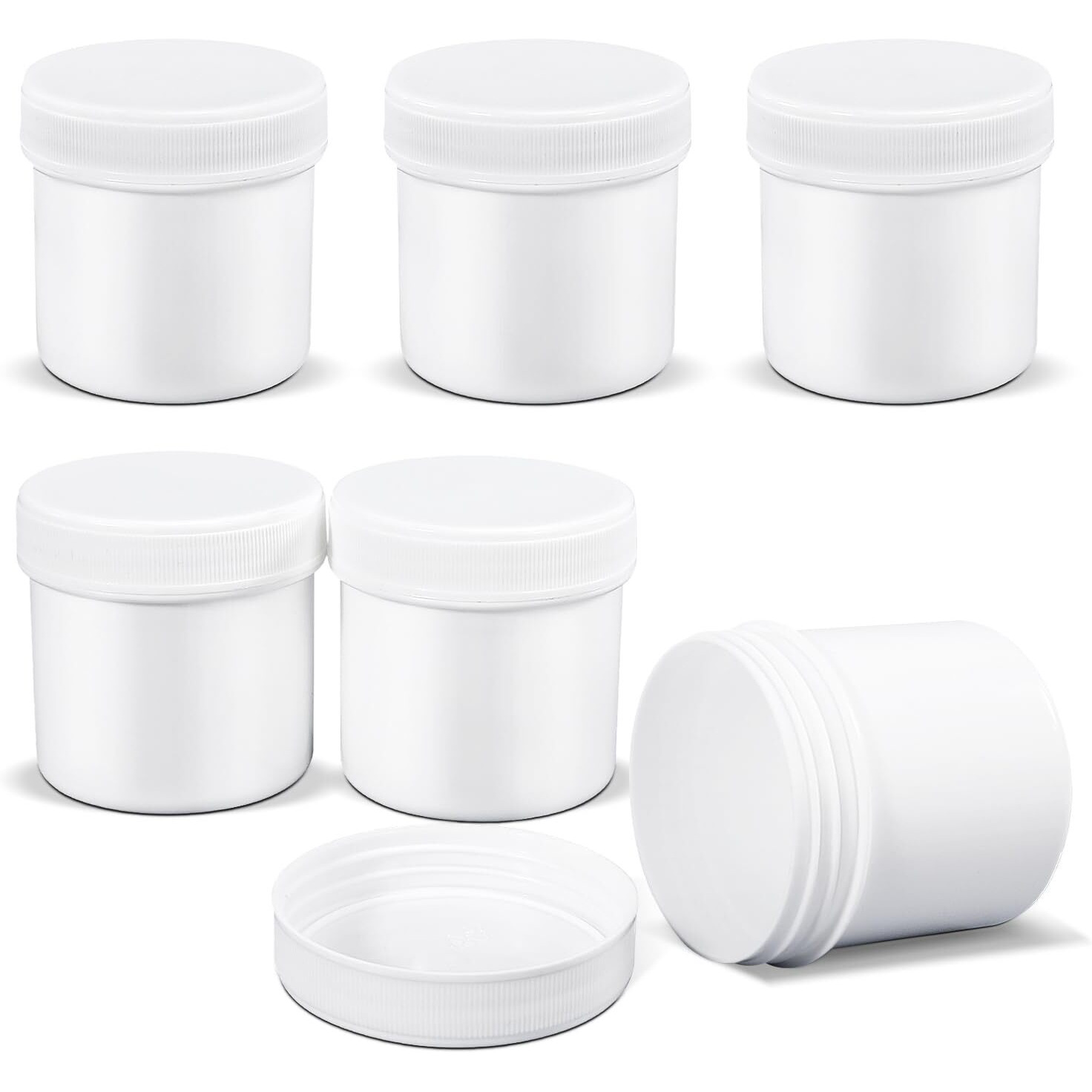 Asevat 6 Pack Airtight Plastic Jars, Leak-Proof Travel Size Jar | Refillable Cosmetic Containers For Creams, Lotions, Tsa-Approved Clear Jars With Secure Lids (1.7Oz, White)