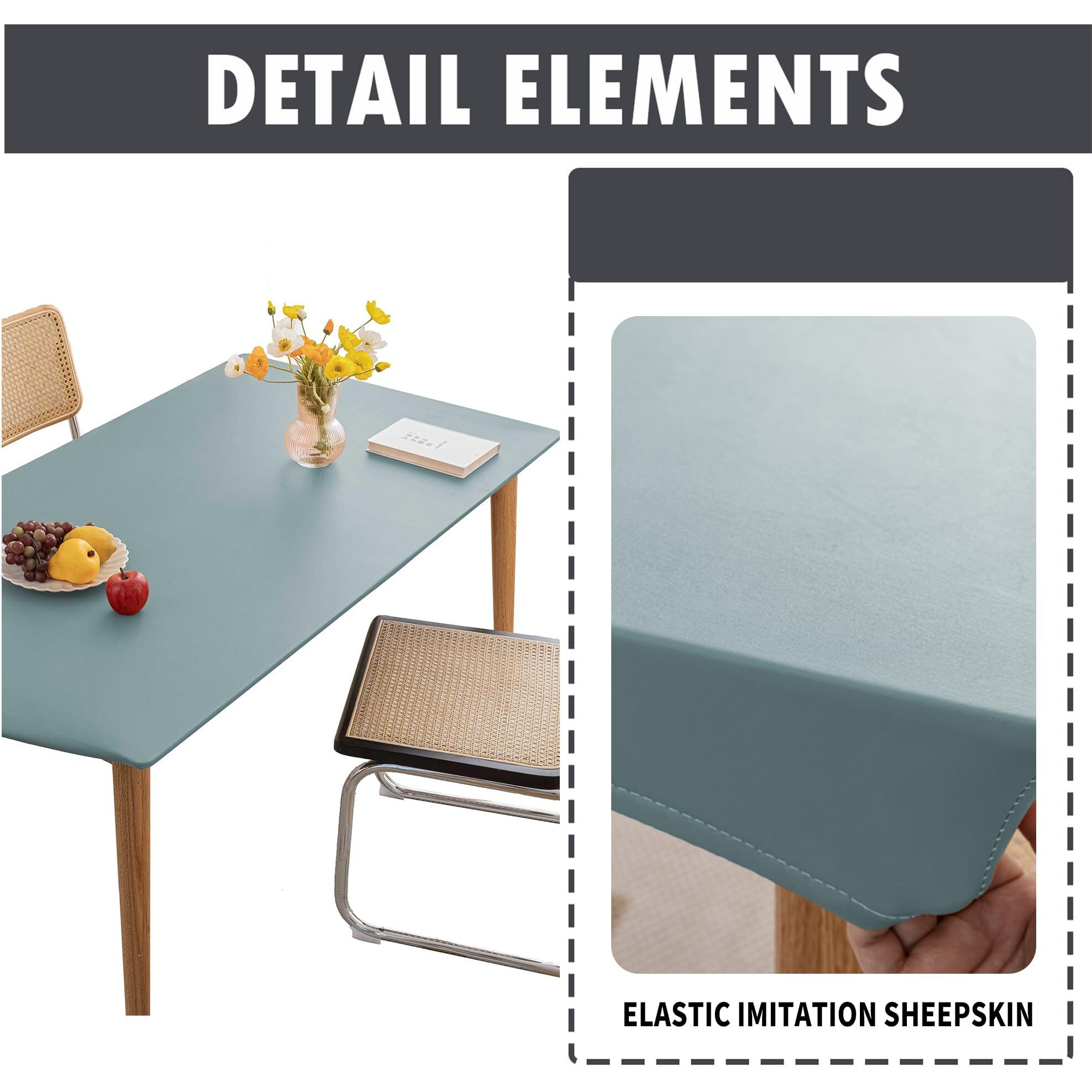 Huierxun Pu Stretch Fitted Rectangle Tablecloth With Elastic Edge 24 X 47 Inch Waterproof Oil Proof Table Cloth Wipeable Table Cover For Indoor Outdoor Furniture Protect (Blue,24"&quotX47"")