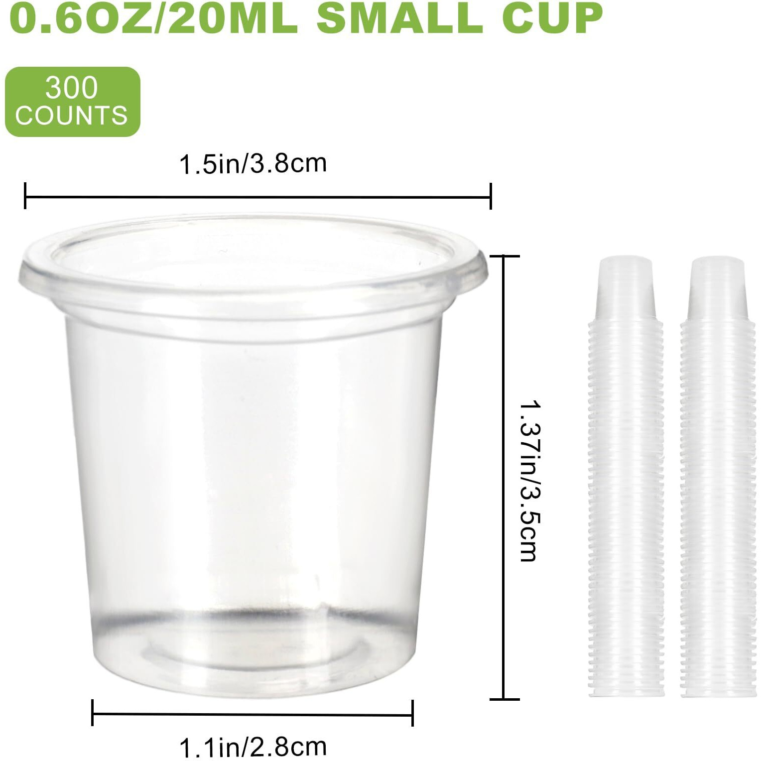 0.6Oz/20Ml Disposable Mini Jello Shots Cups, Tiny Clear Plastic Sample Cups For Tequila Alcohol Tasting, Small Drinking Cup, Mini Bathroom Mouthwash Liquid, One Shot Cheers Party (300 Count)