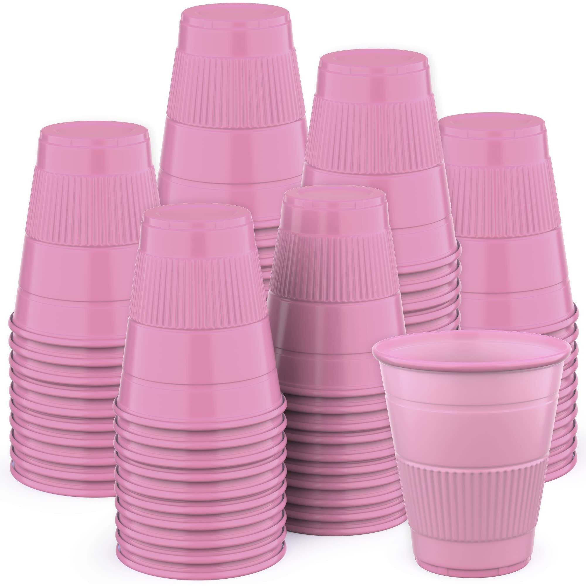 Pruvade Disposable Dental Cups |1000 Pack| 5 Oz Pink Plastic Cups Disposable, Plastic Bathroom Cups, Disposable Cups Small, For Medicine, Water, Mouth Rinse Cup, Mouthwash Cups, Plastic Cups - Pink