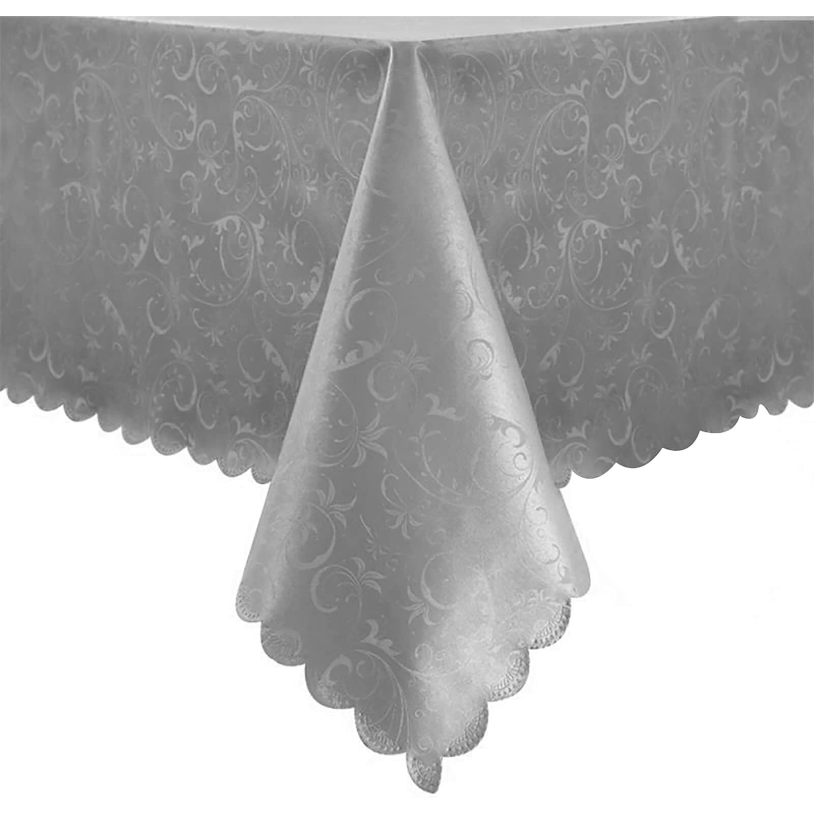 Romanstile Rectangle Vinyl Tablecloth,100% Waterproof Heavy Duty Oil Spill Proof Stain Resistant Plastic Pu Table Cover With Flannel Backing For Kitchen, Dining (Flower Grey, 54 X 108)