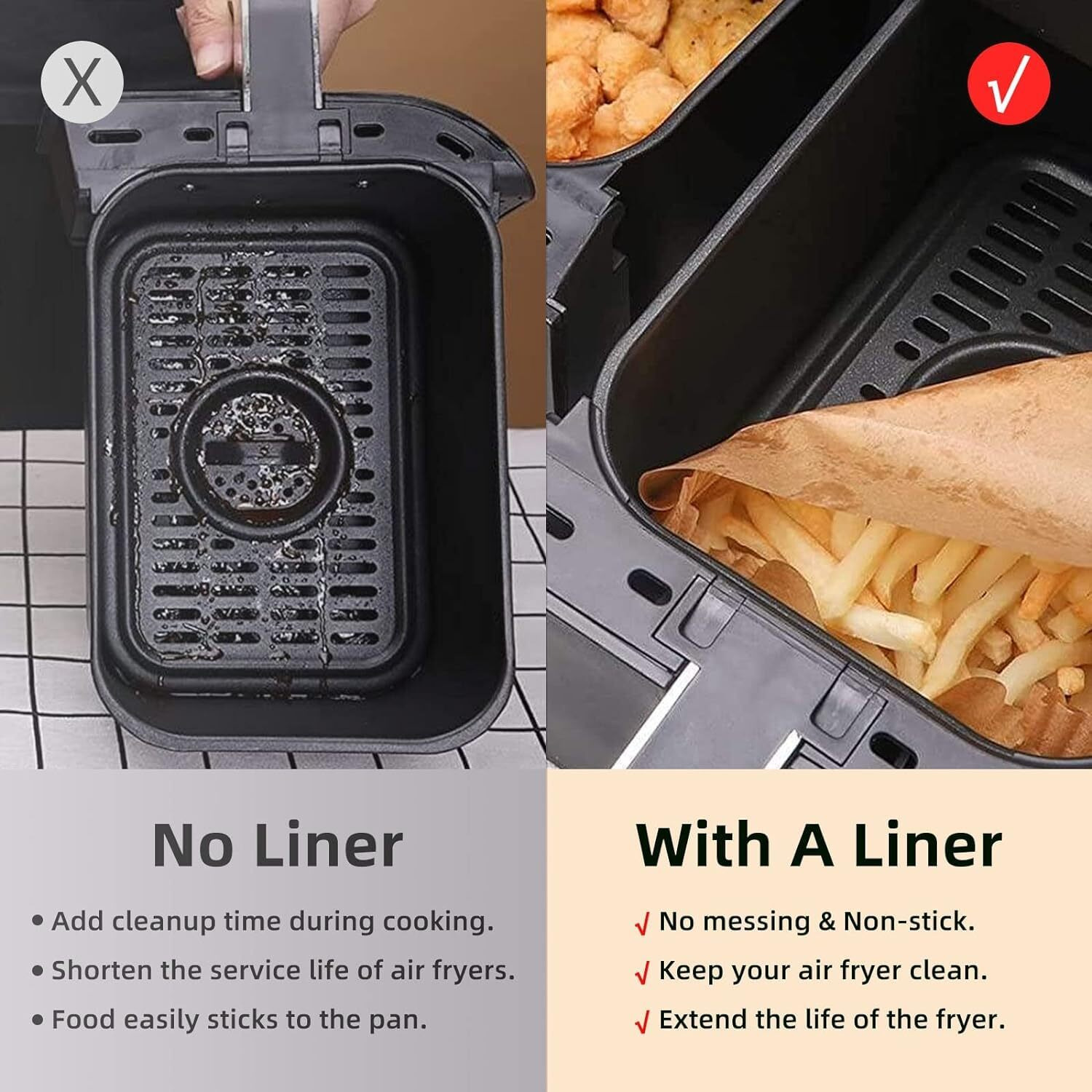 Air Fryer Disposable Paper Liners For Ninja Dual Airfryer Accessories, Non-Stick Parchment Rectangular For Baking, Oil Proof, Water Proof, For Microwave Oven (125Pcs, 8.6In X 5.5In)