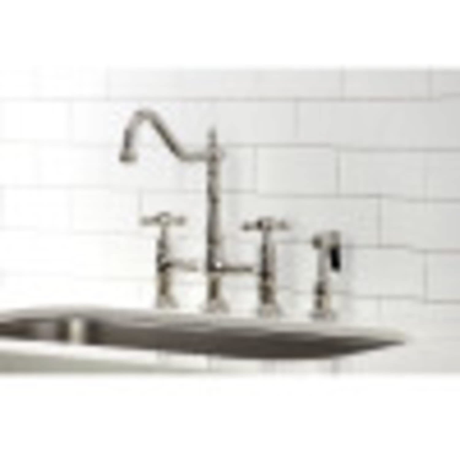 Kingston Brass Ks1275Axbs Heritage Bridge Kitchen Faucet, 8-3/4"" Spout Reach, Oil Rubbed Bronze