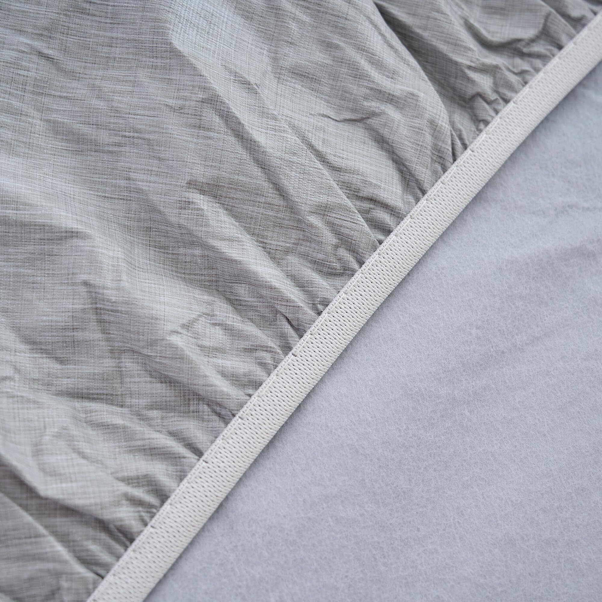 Nlmuvw Round Fitted Vinyl Tablecloth With Elastic Edge, 100% Waterproof Oil Proof Grey Pvc Table Cloth Wipe Clean Table Cover For Indoor And Outdoor, 45""- 56""