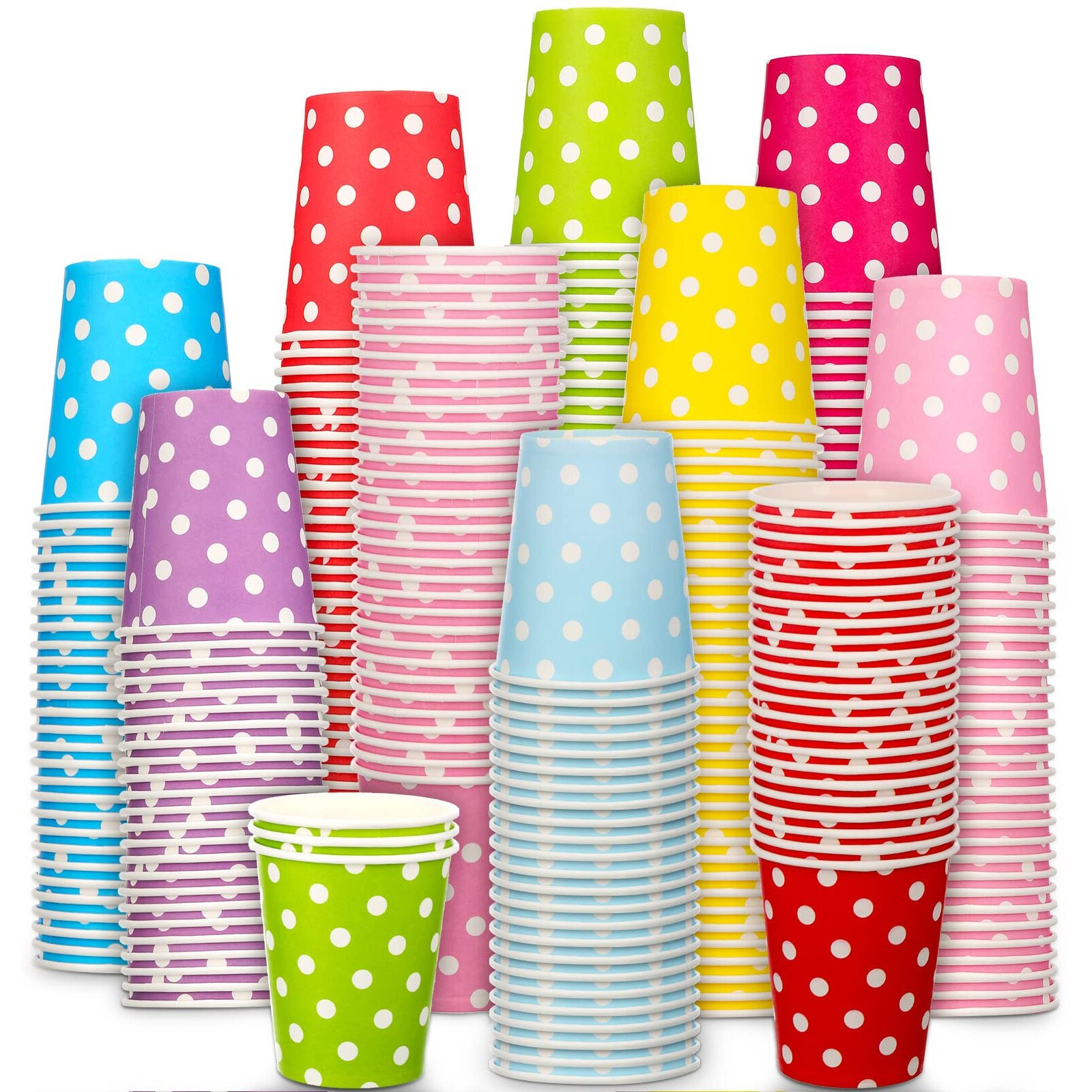 Potchen 480 Pack 9 Oz Paper Disposable Mouthwash Cups Cold Beverage Drinking Polka Dots Bathroom Cups For Water Coolers, Party, Home, Office, Travel And Event