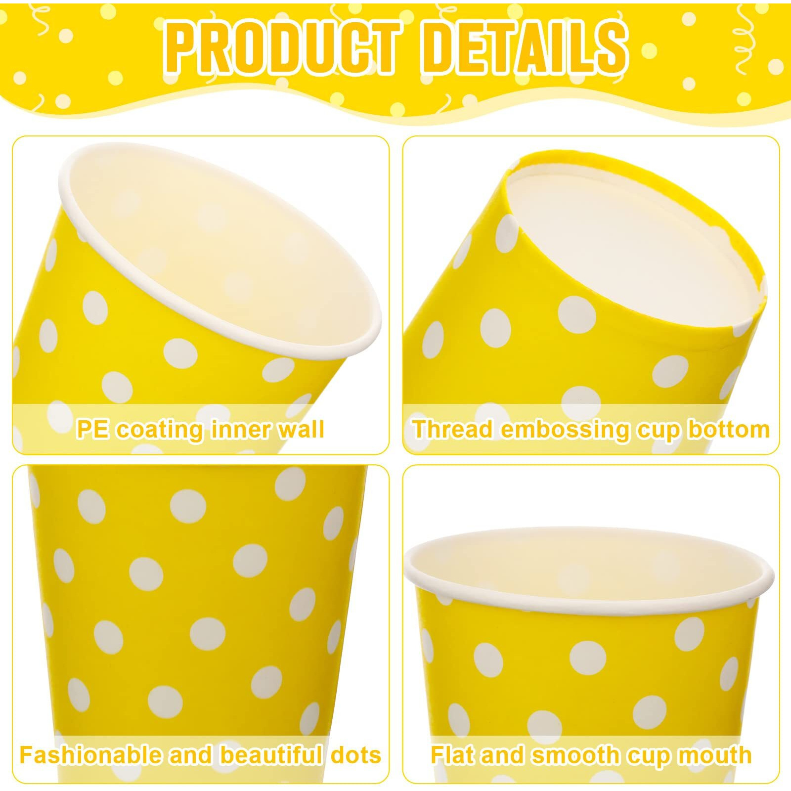 Potchen 480 Pack 9 Oz Paper Disposable Mouthwash Cups Cold Beverage Drinking Polka Dots Bathroom Cups For Water Coolers, Party, Home, Office, Travel And Event