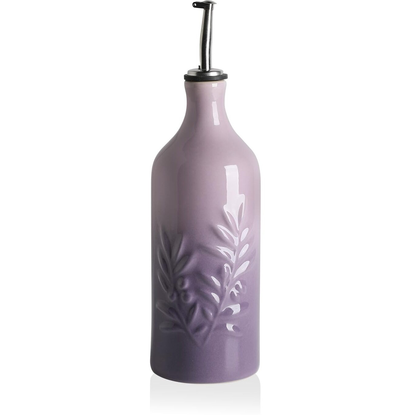 Sweejar Ceramic Olive Oil Dispenser Bottle, 20 Oz Relief Opaque Oil Cruet Protects To Reduce Oxidation, Suitable For Storage Soy Sauce, Coffee Syrup, Liquids, Set Of 1 (Gradient Purple)